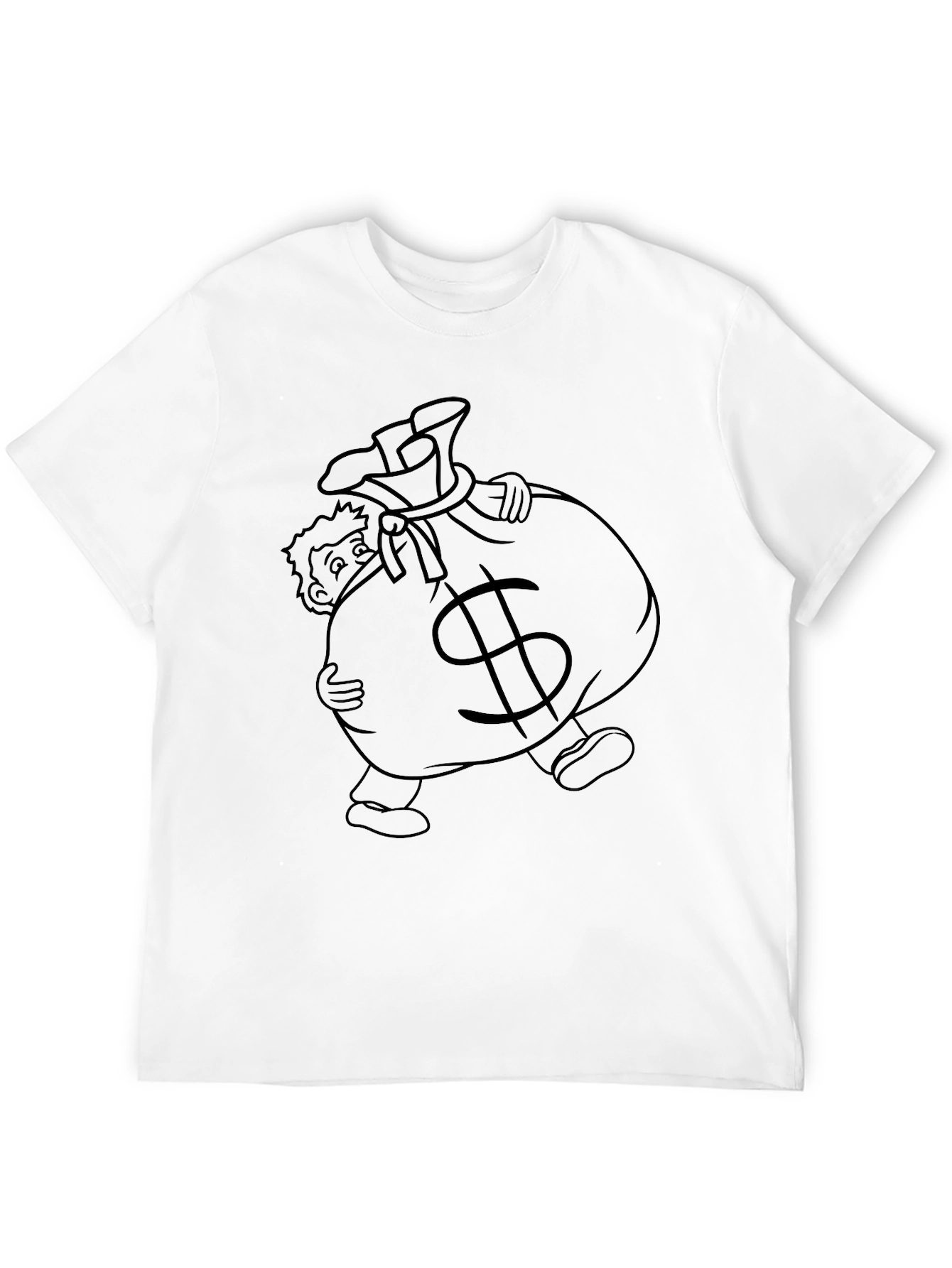 Money Bag Graphic Tee - Black Cotton T-Shirt