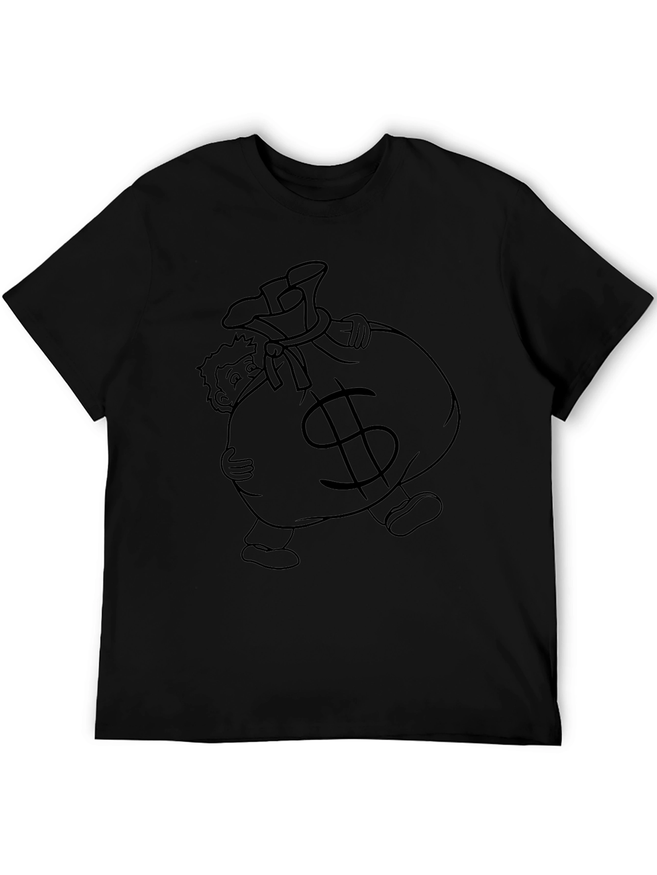 Money Bag Graphic Tee - Black Cotton T-Shirt