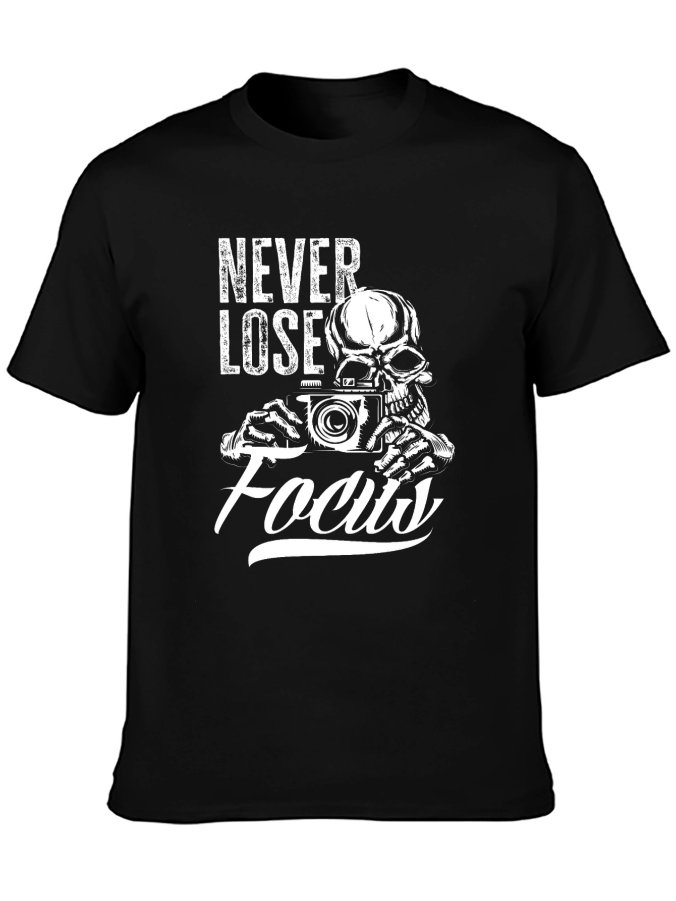 Never Lose Focus Graphic Tee - Skull Photographer T-Shirt