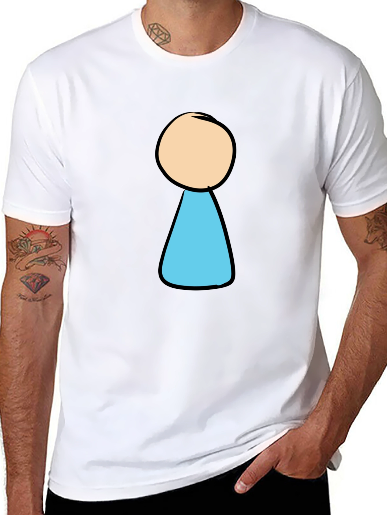 Black T-Shirt with Cartoon Keyhole Design