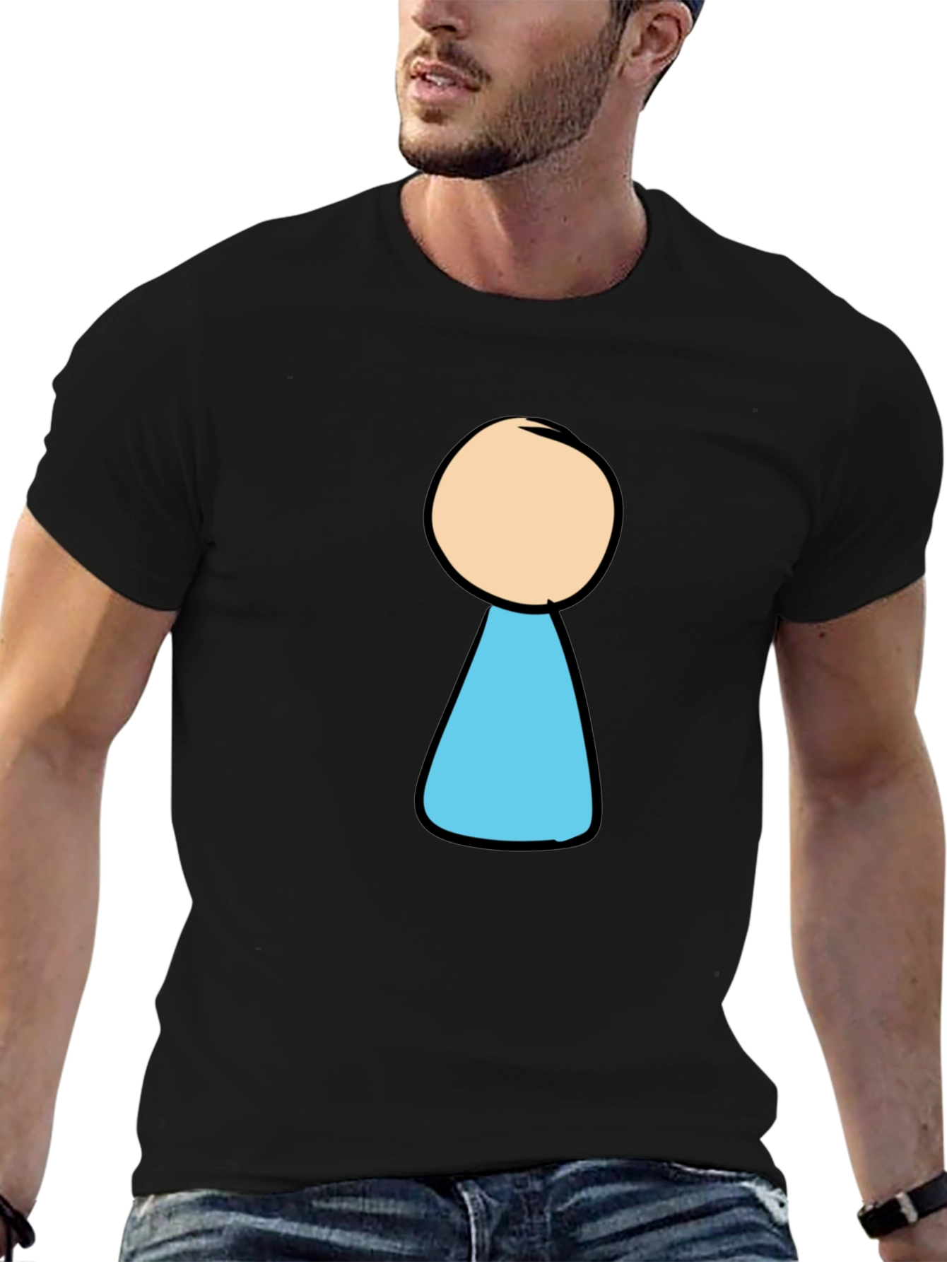 Black T-Shirt with Cartoon Keyhole Design