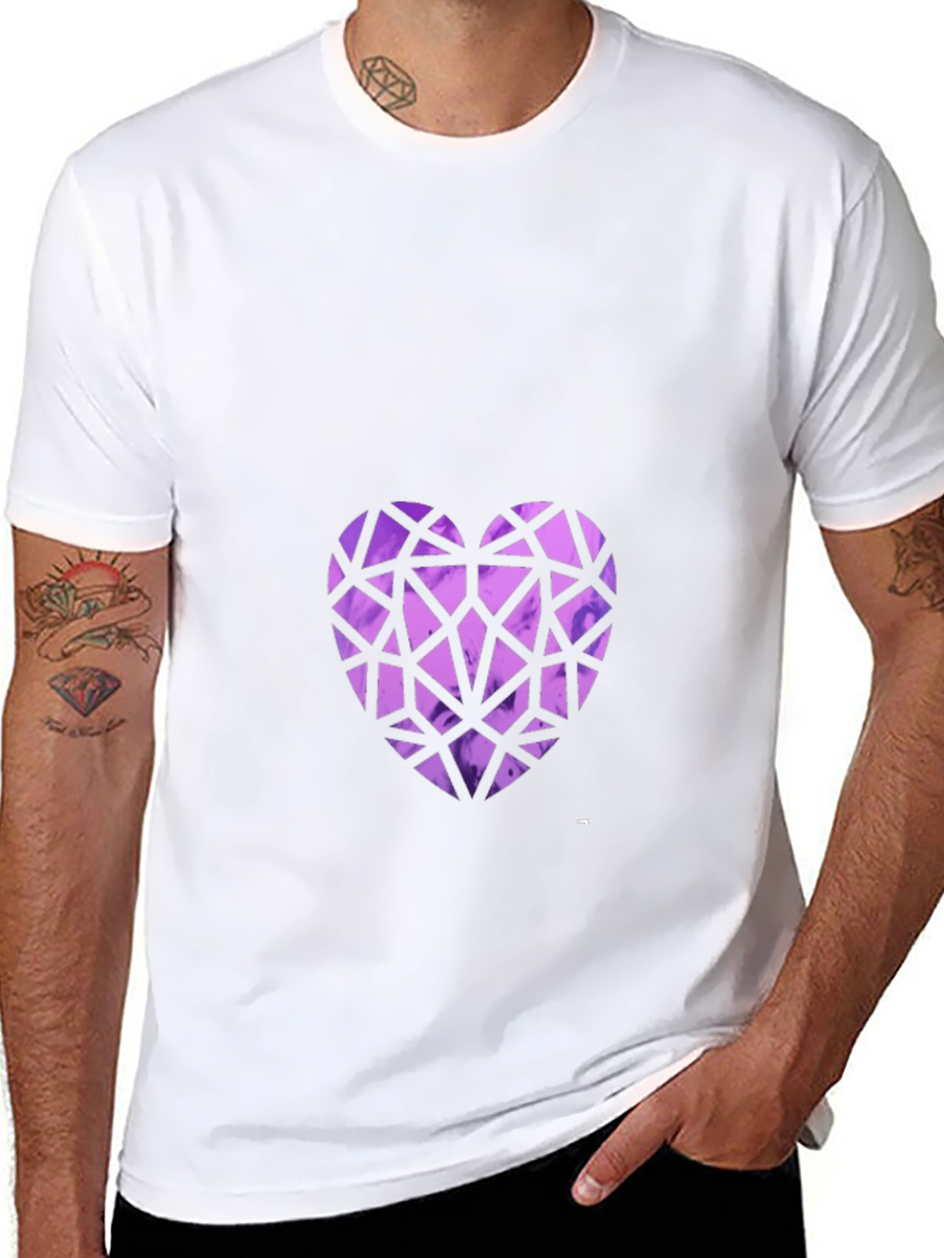 Geometric Heart Graphic Tee - Black