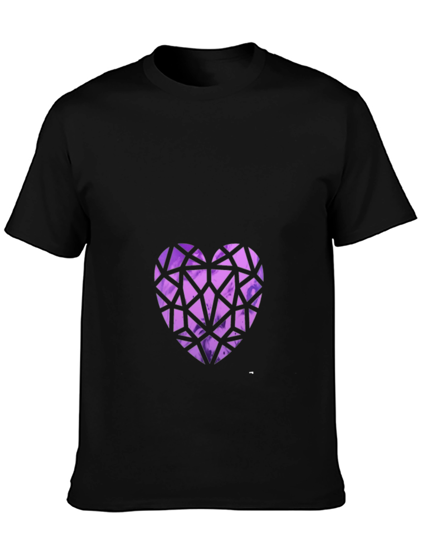 Geometric Heart Graphic Tee - Black