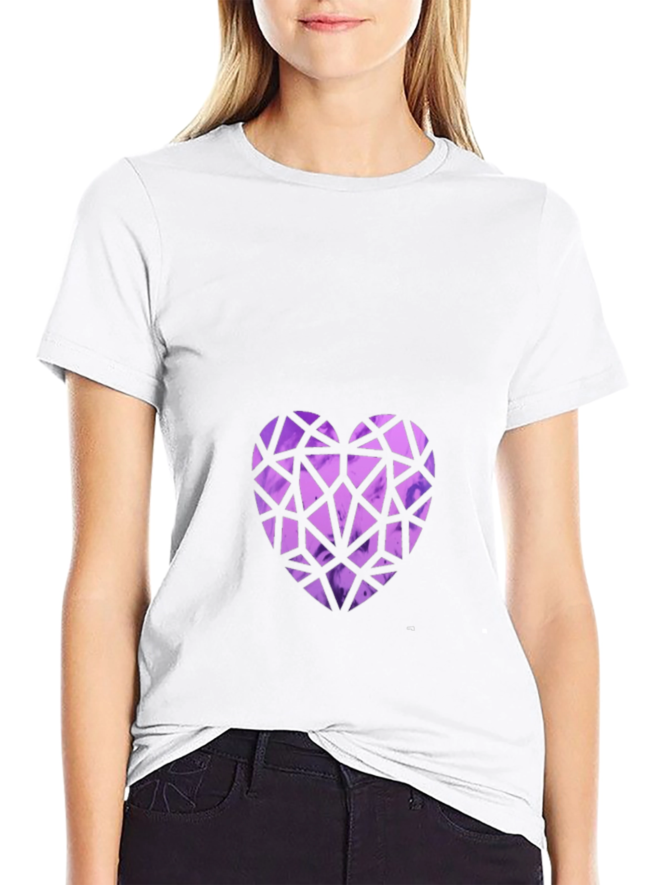 Geometric Heart Graphic Tee - Black