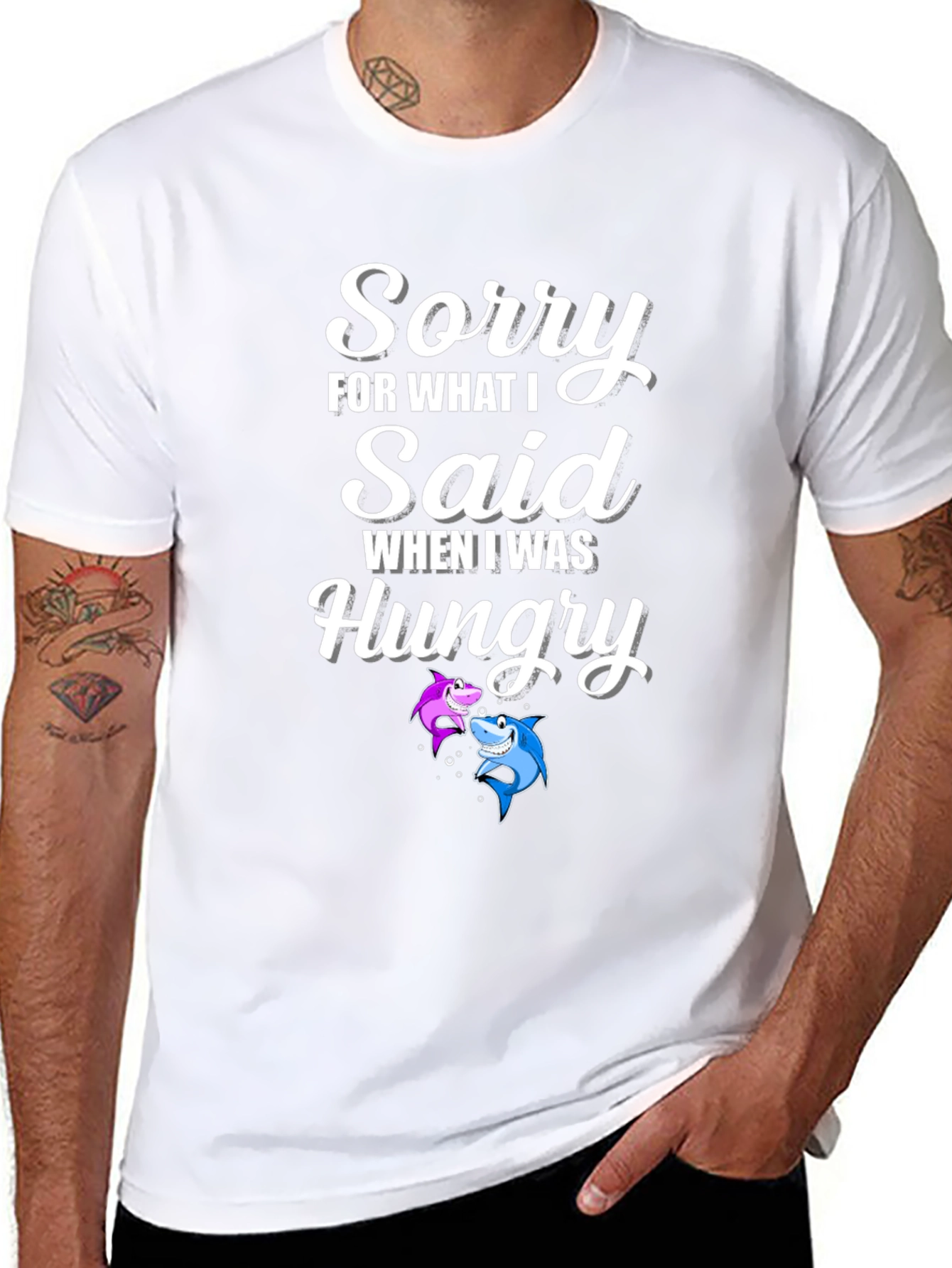 Funny Shark Graphic T-Shirt - Sorry When Hungry