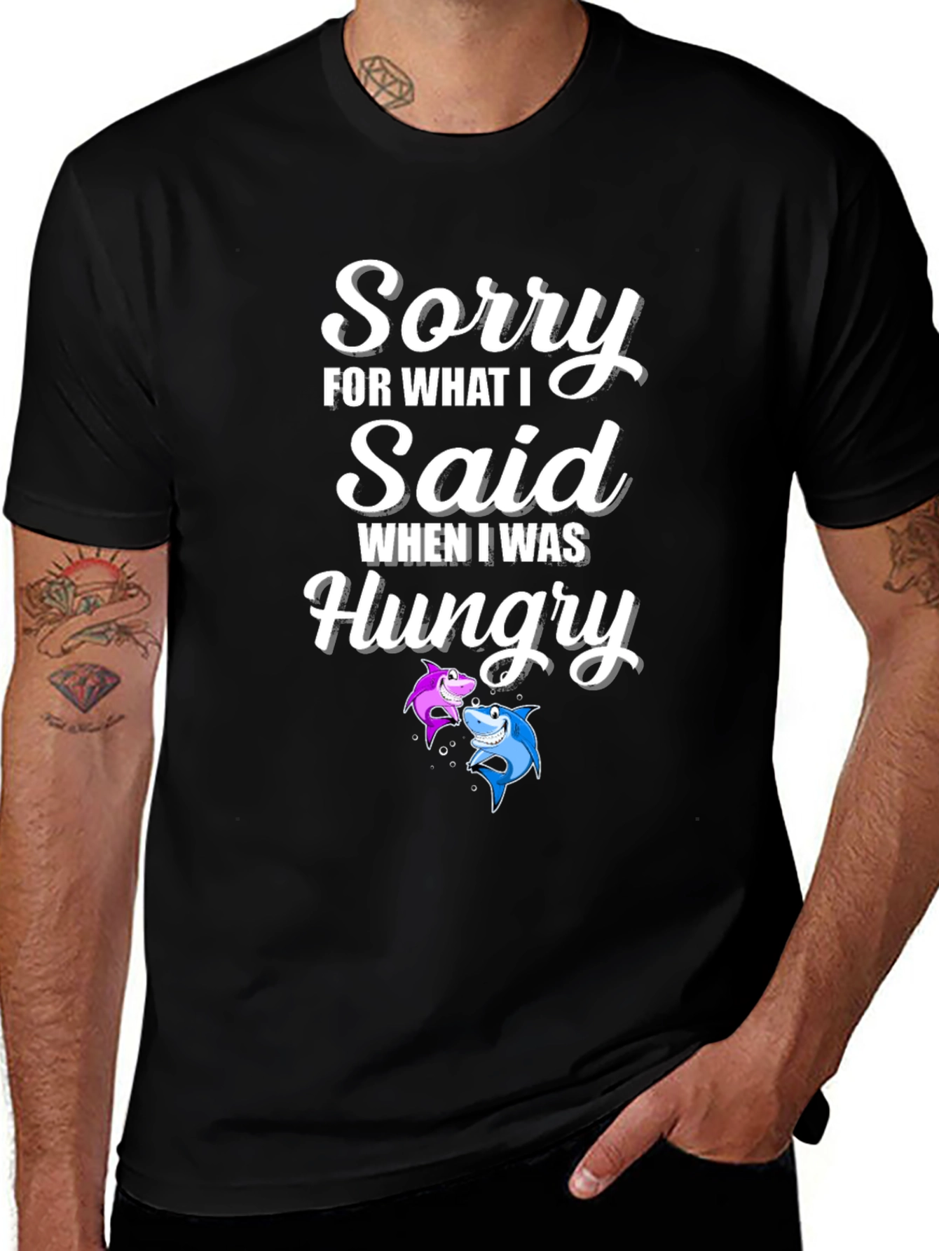 Funny Shark Graphic T-Shirt - Sorry When Hungry