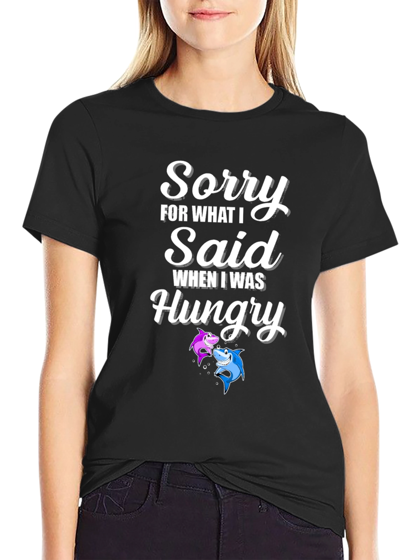 Funny Shark Graphic T-Shirt - Sorry When Hungry