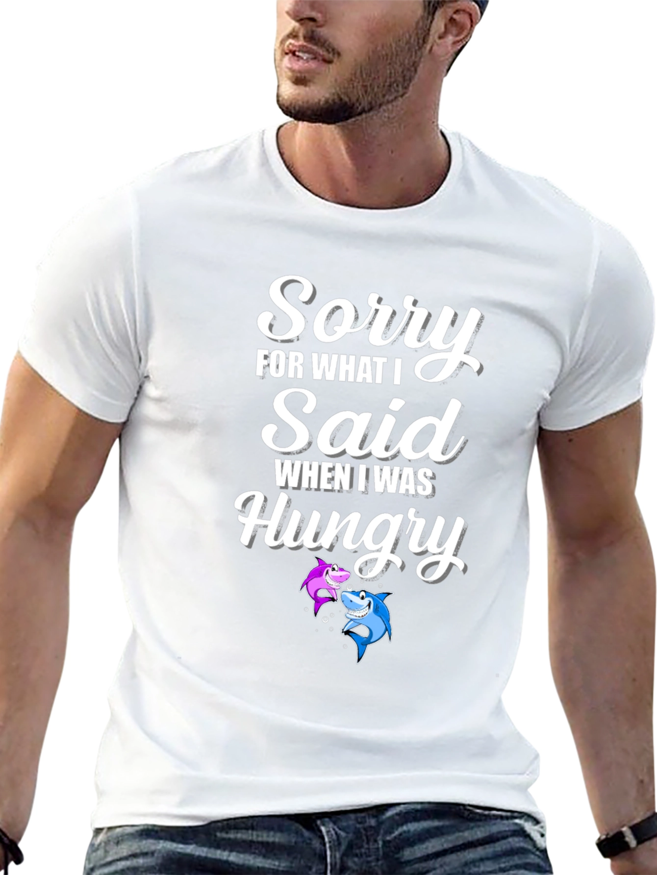 Funny Shark Graphic T-Shirt - Sorry When Hungry