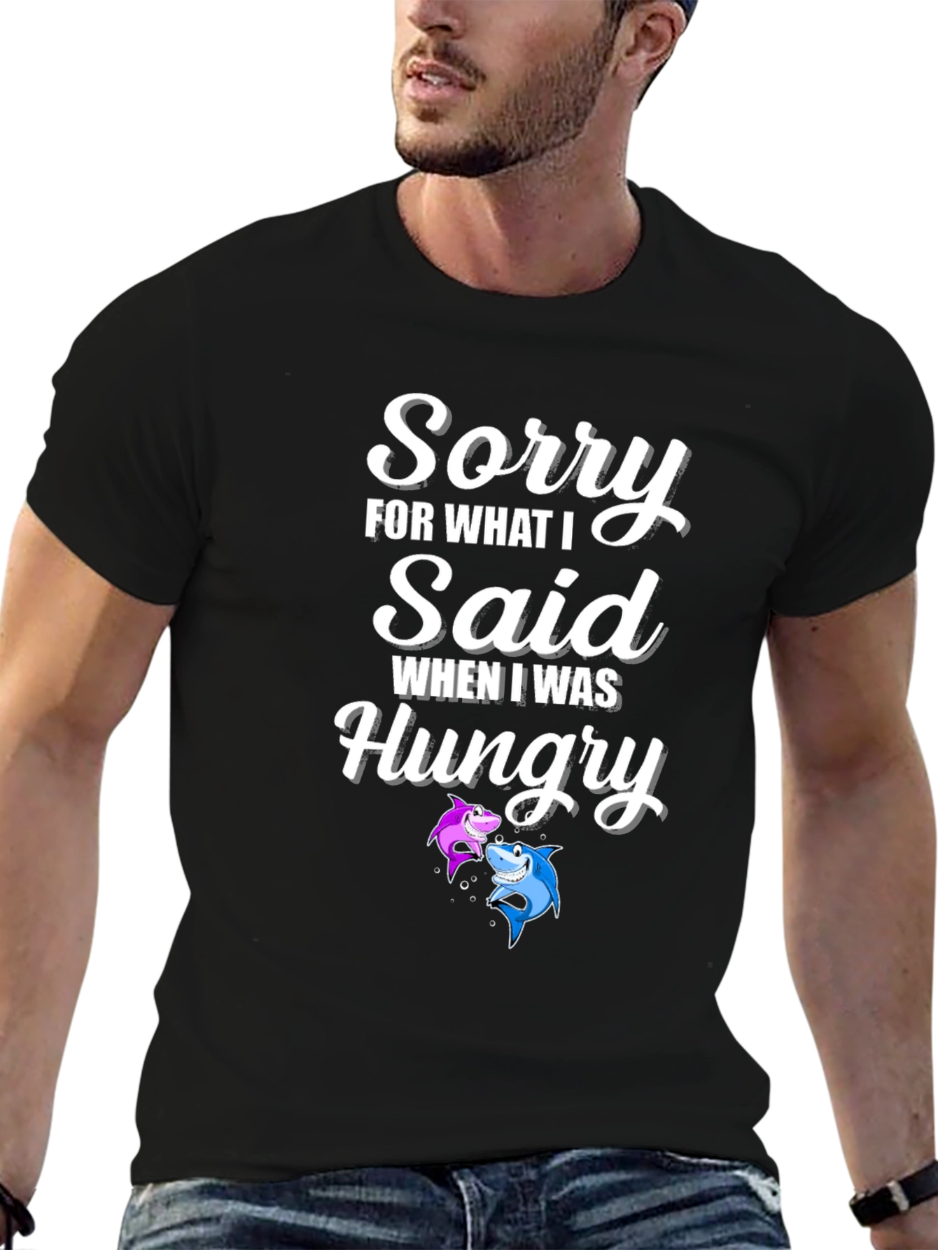Funny Shark Graphic T-Shirt - Sorry When Hungry
