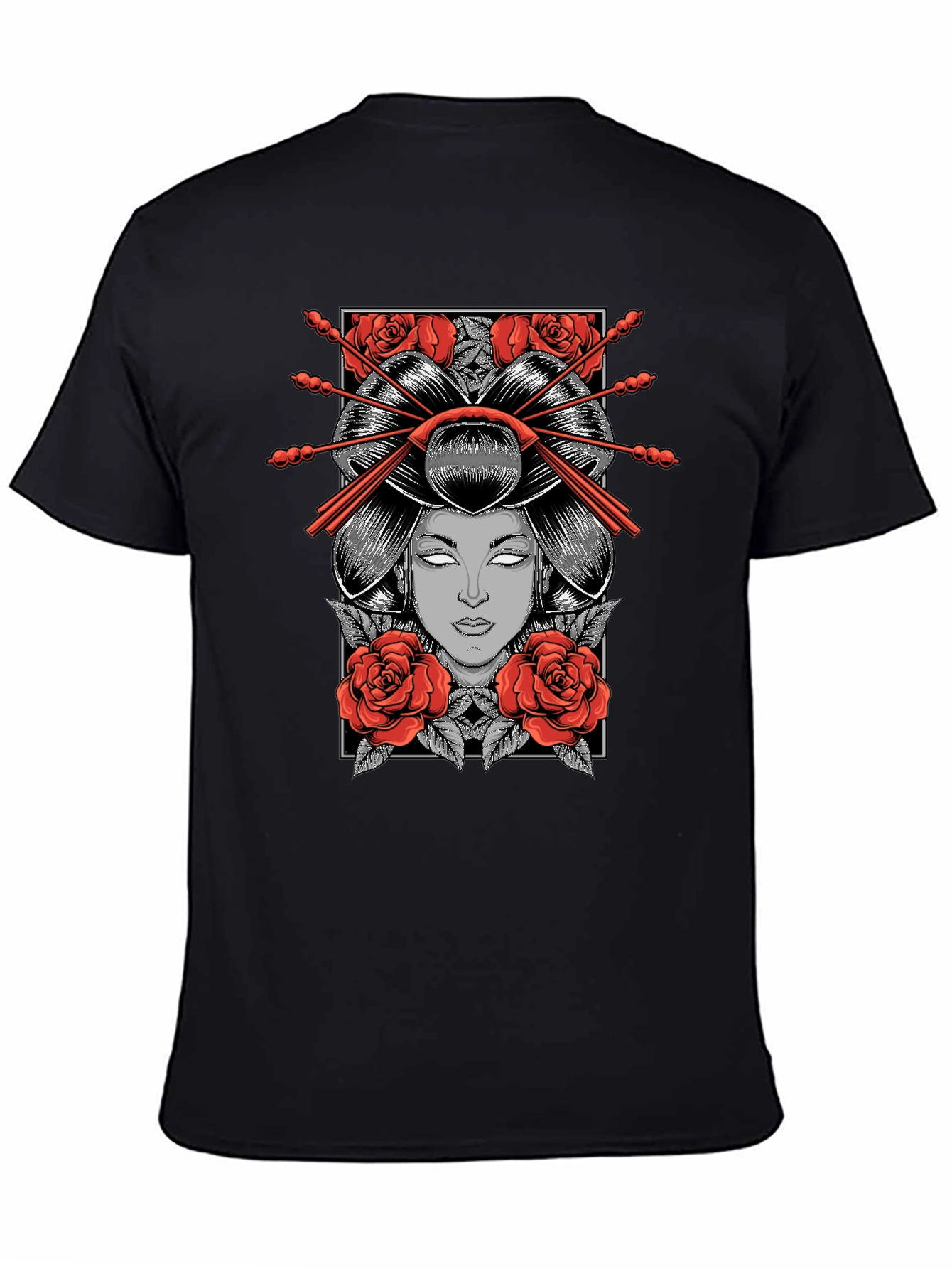 Geisha Graphic Print Black T-Shirt