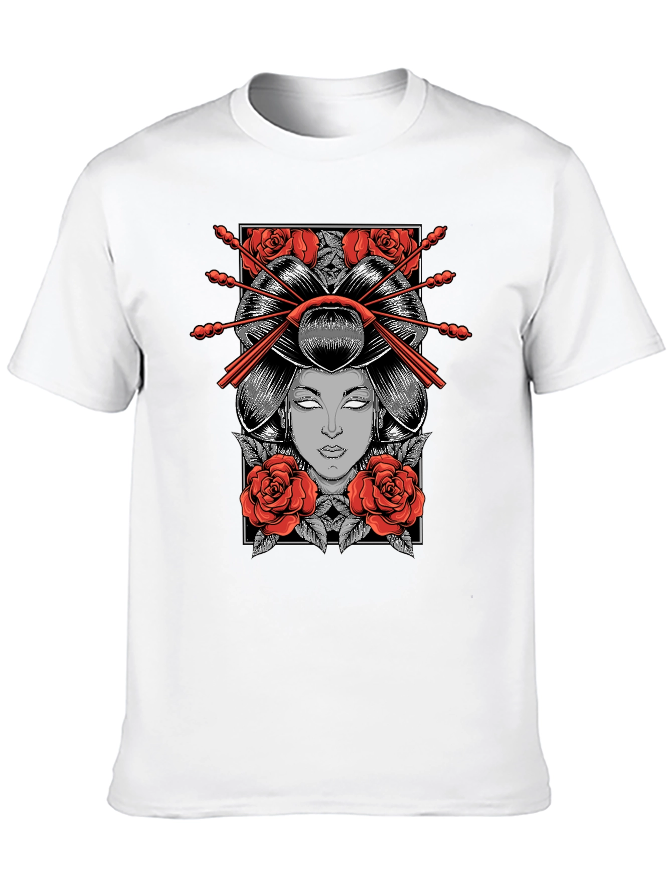 Geisha Graphic Print Black T-Shirt
