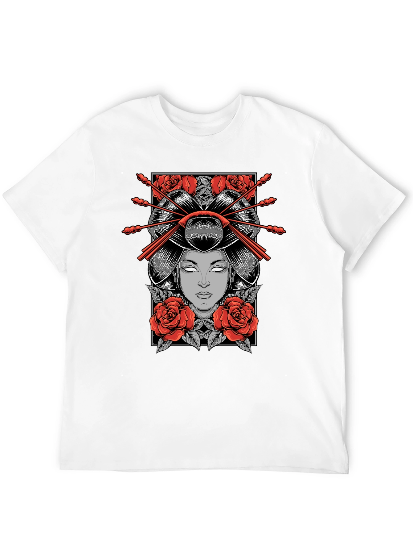 Geisha Graphic Print Black T-Shirt
