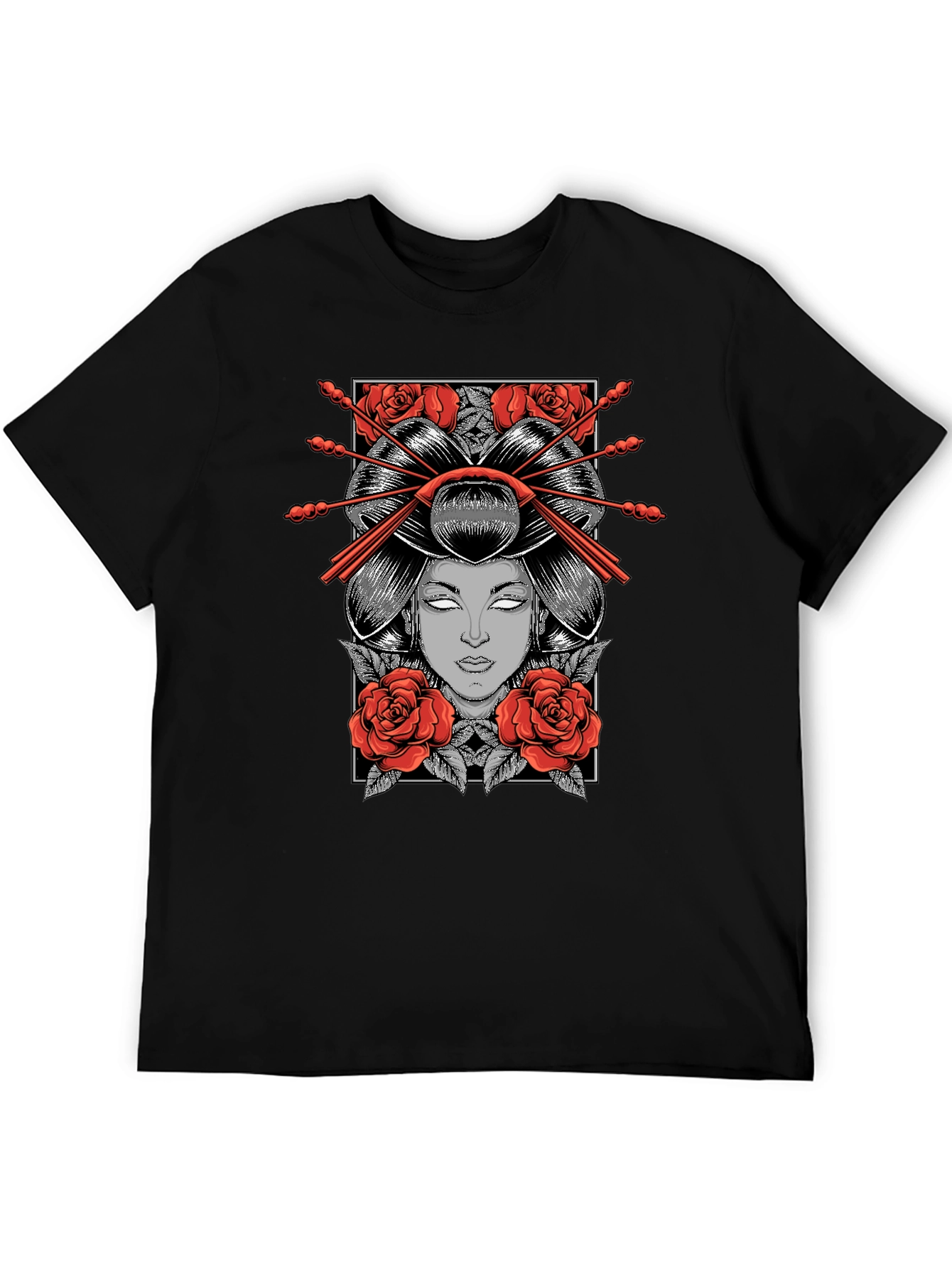 Geisha Graphic Print Black T-Shirt