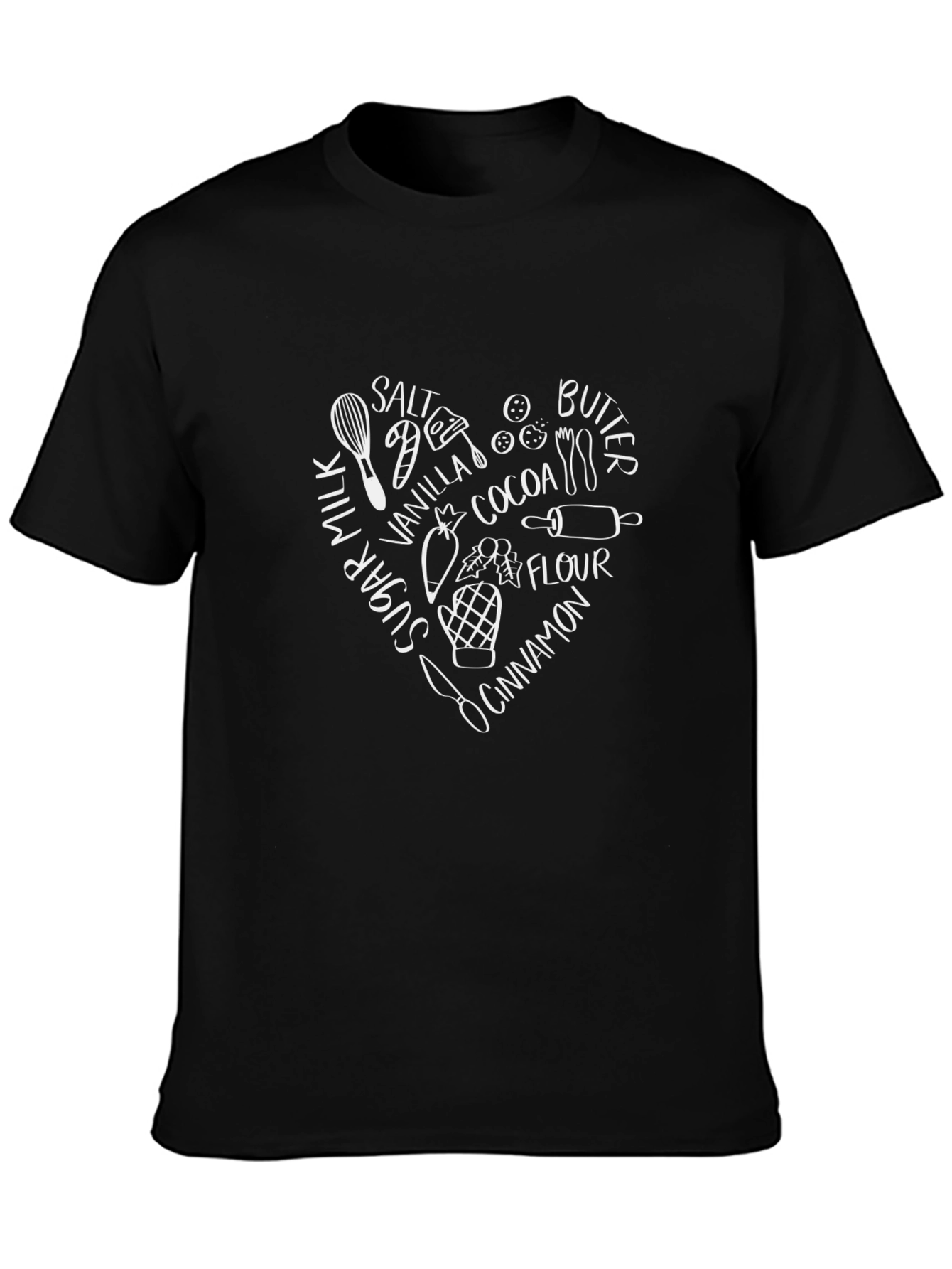 Baking Ingredients Heart T-Shirt - Black