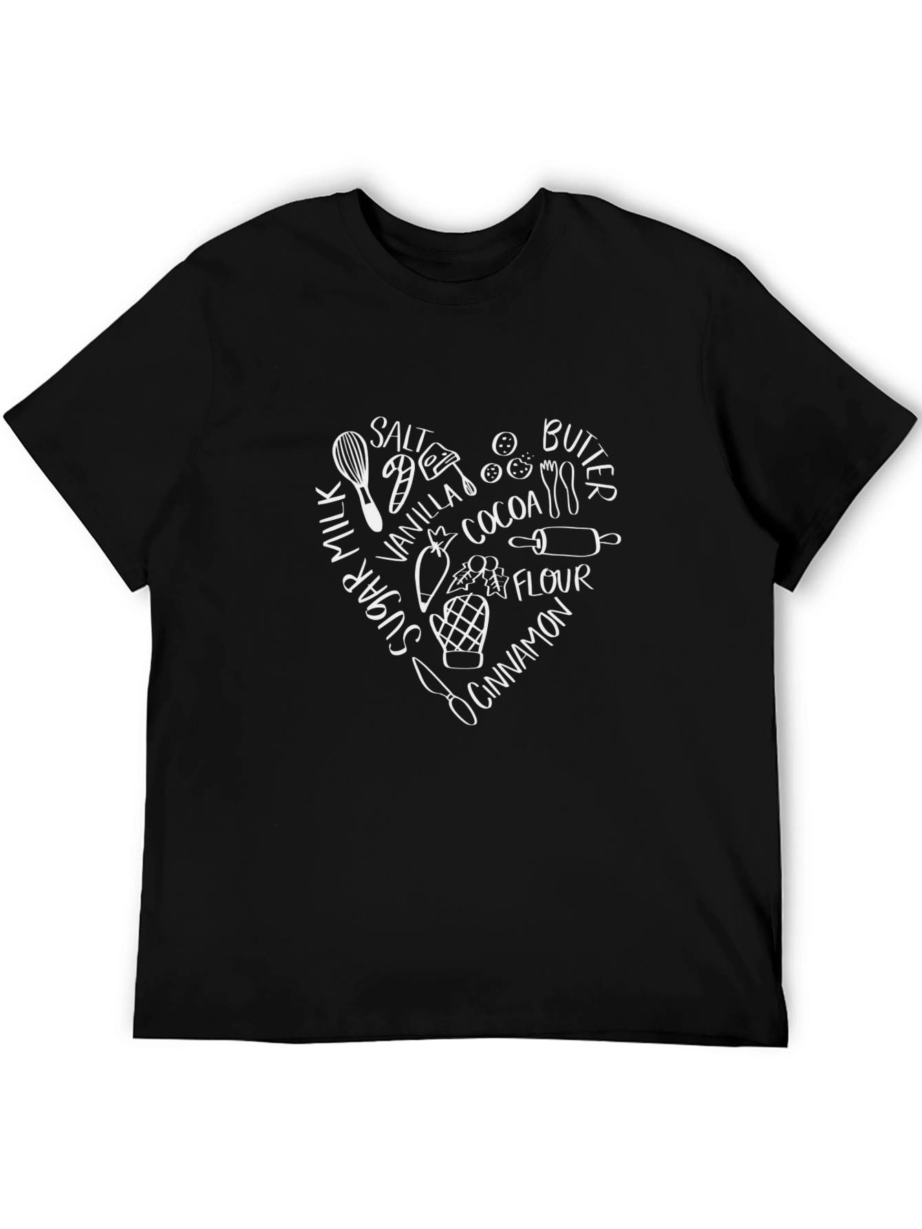 Baking Ingredients Heart T-Shirt - Black