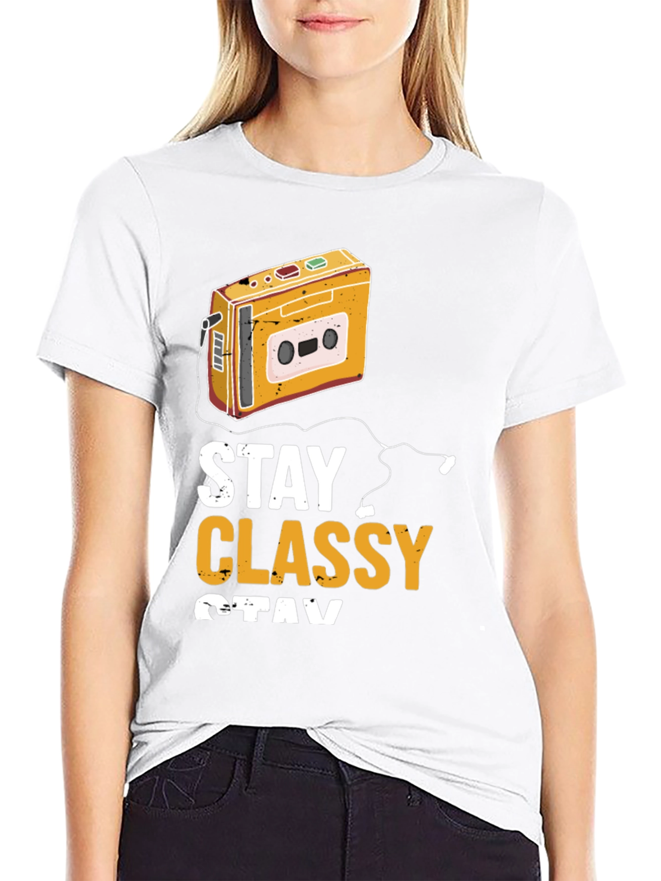 Stay Classy Retro Cassette Player Graphic T-Shirt