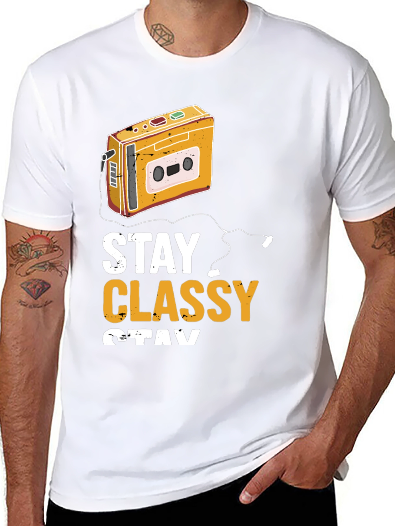 Stay Classy Retro Cassette Player Graphic T-Shirt