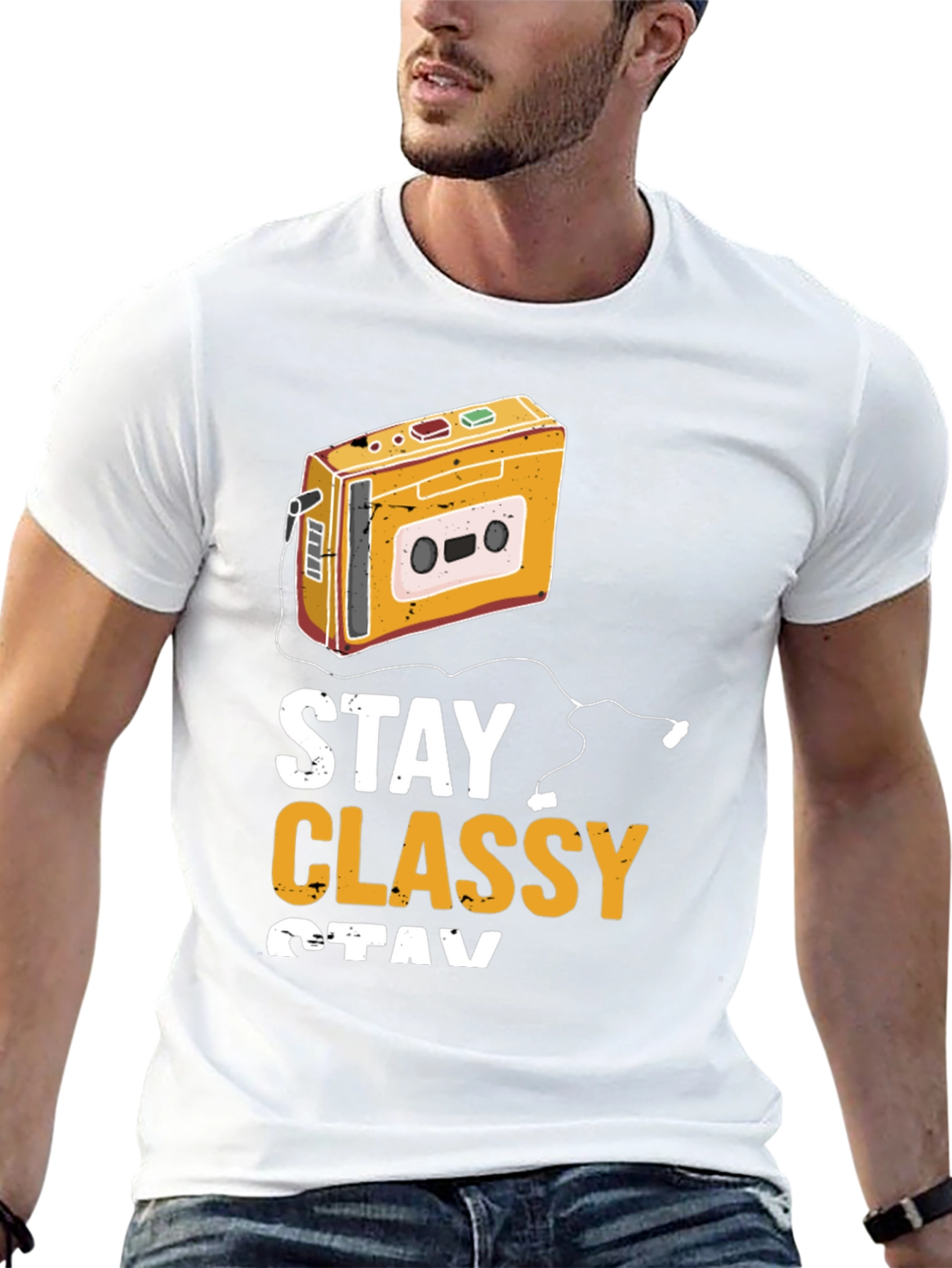 Stay Classy Retro Cassette Player Graphic T-Shirt