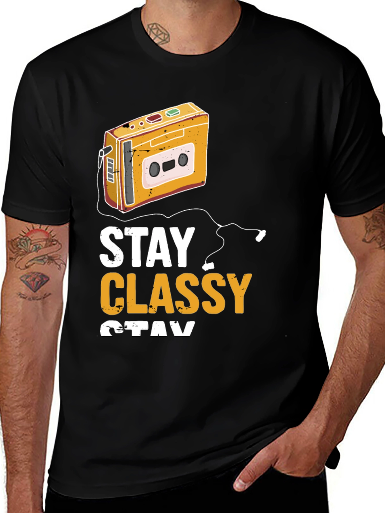 Stay Classy Retro Cassette Player Graphic T-Shirt
