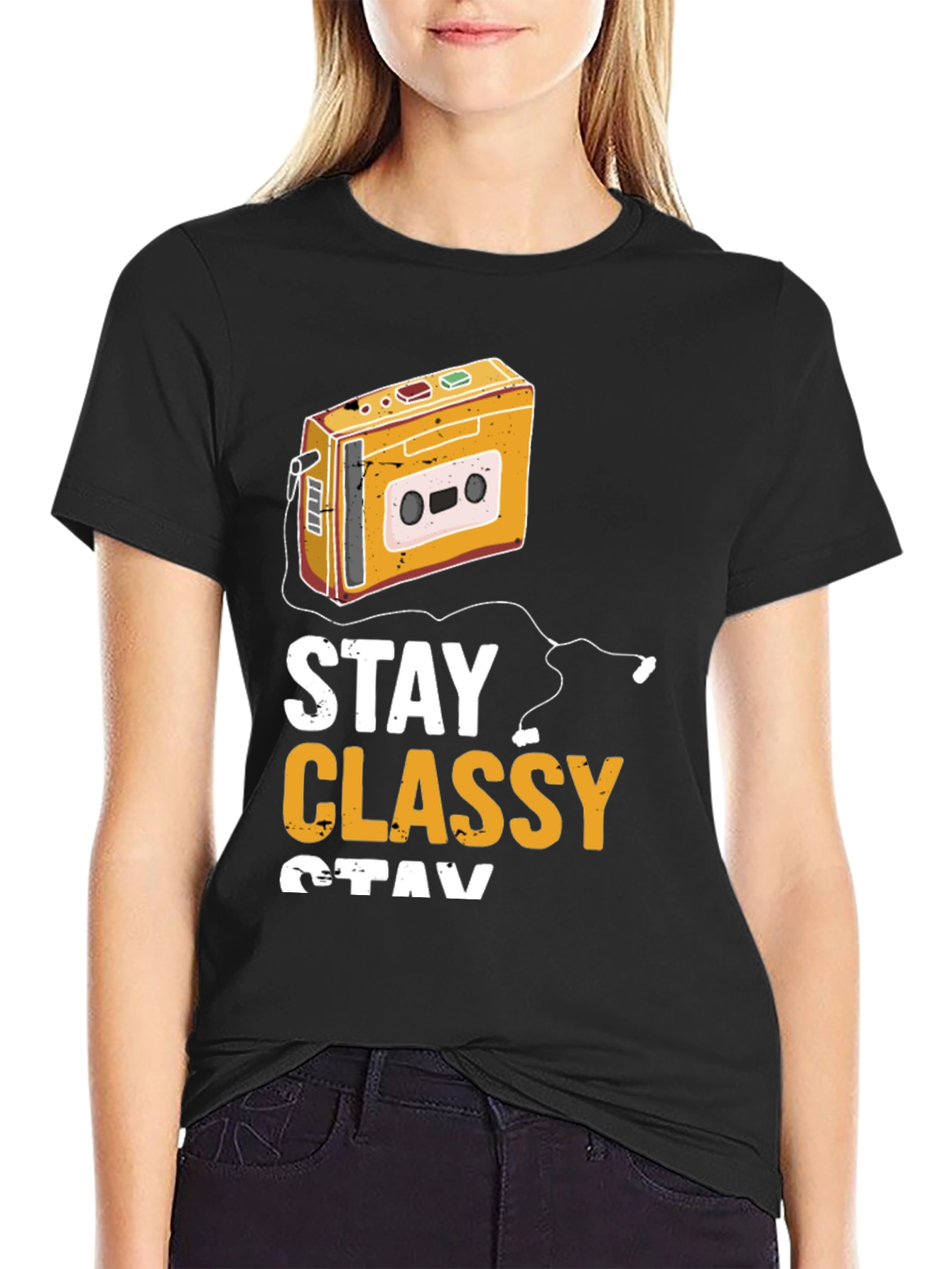 Stay Classy Retro Cassette Player Graphic T-Shirt