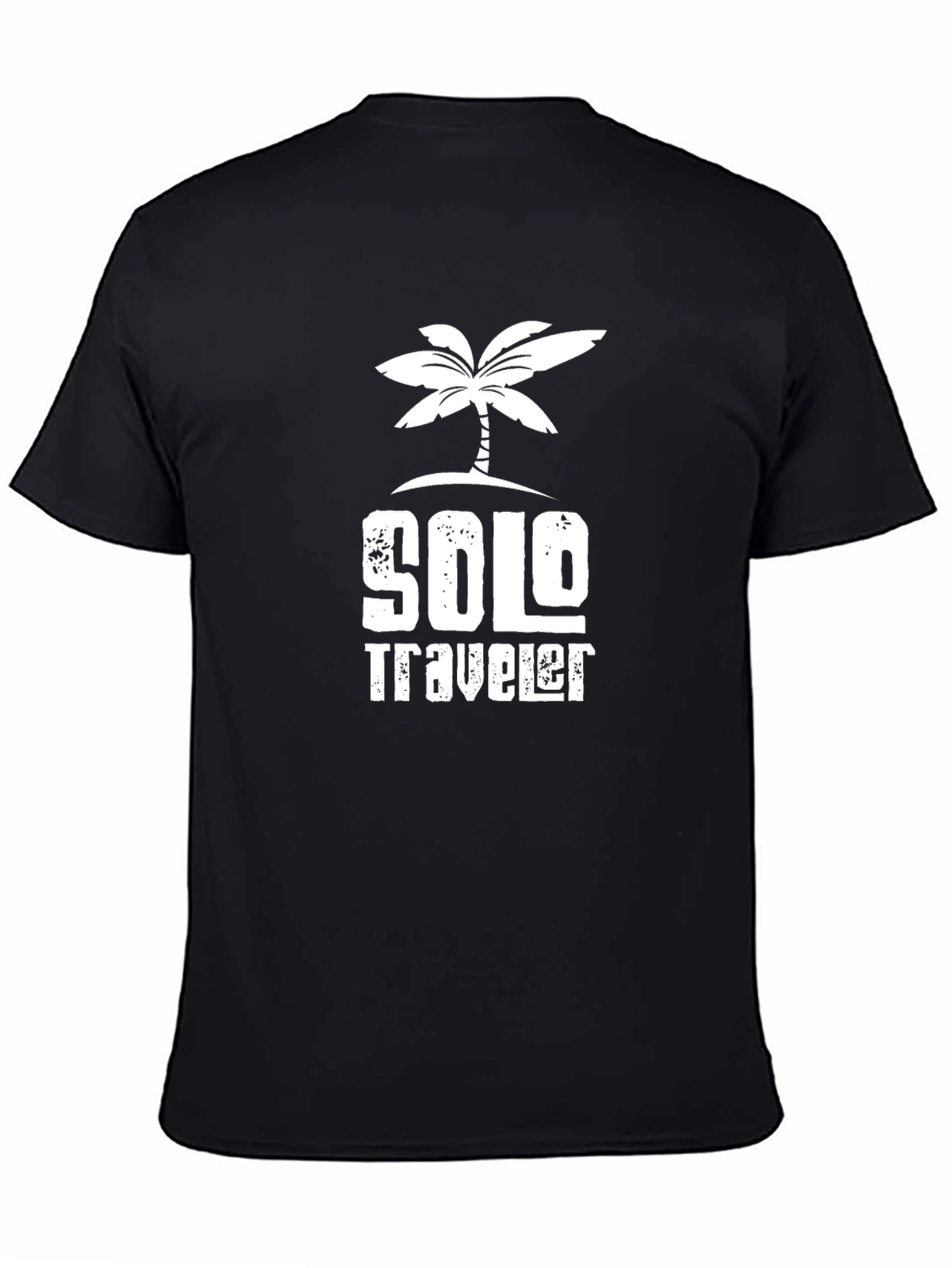 Solo Traveler Palm Tree Graphic Black T-Shirt
