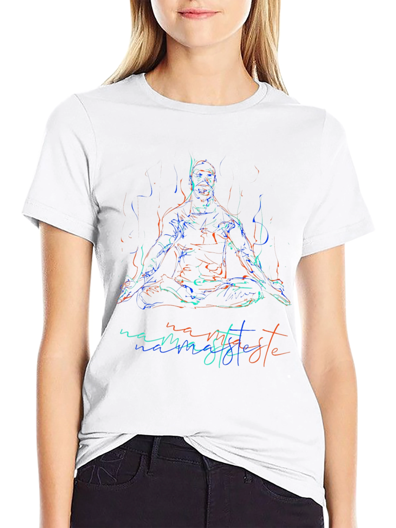 Namaste Yoga T-Shirt - Meditating Man Design