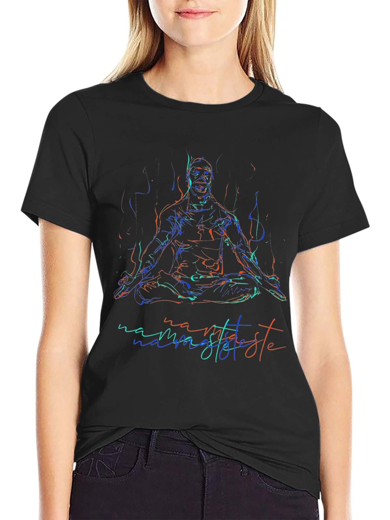 Namaste Yoga T-Shirt - Meditating Man Design