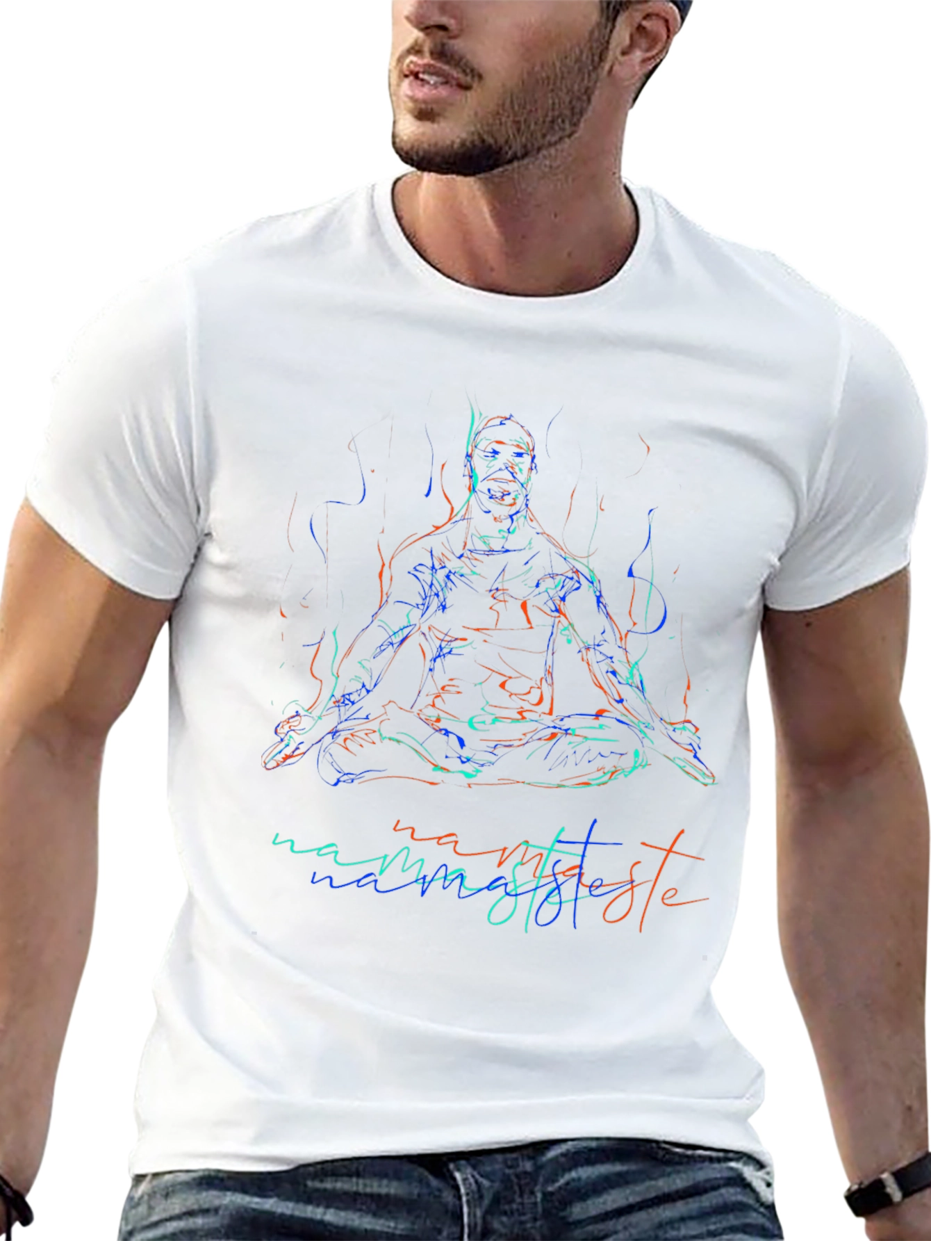 Namaste Yoga T-Shirt - Meditating Man Design