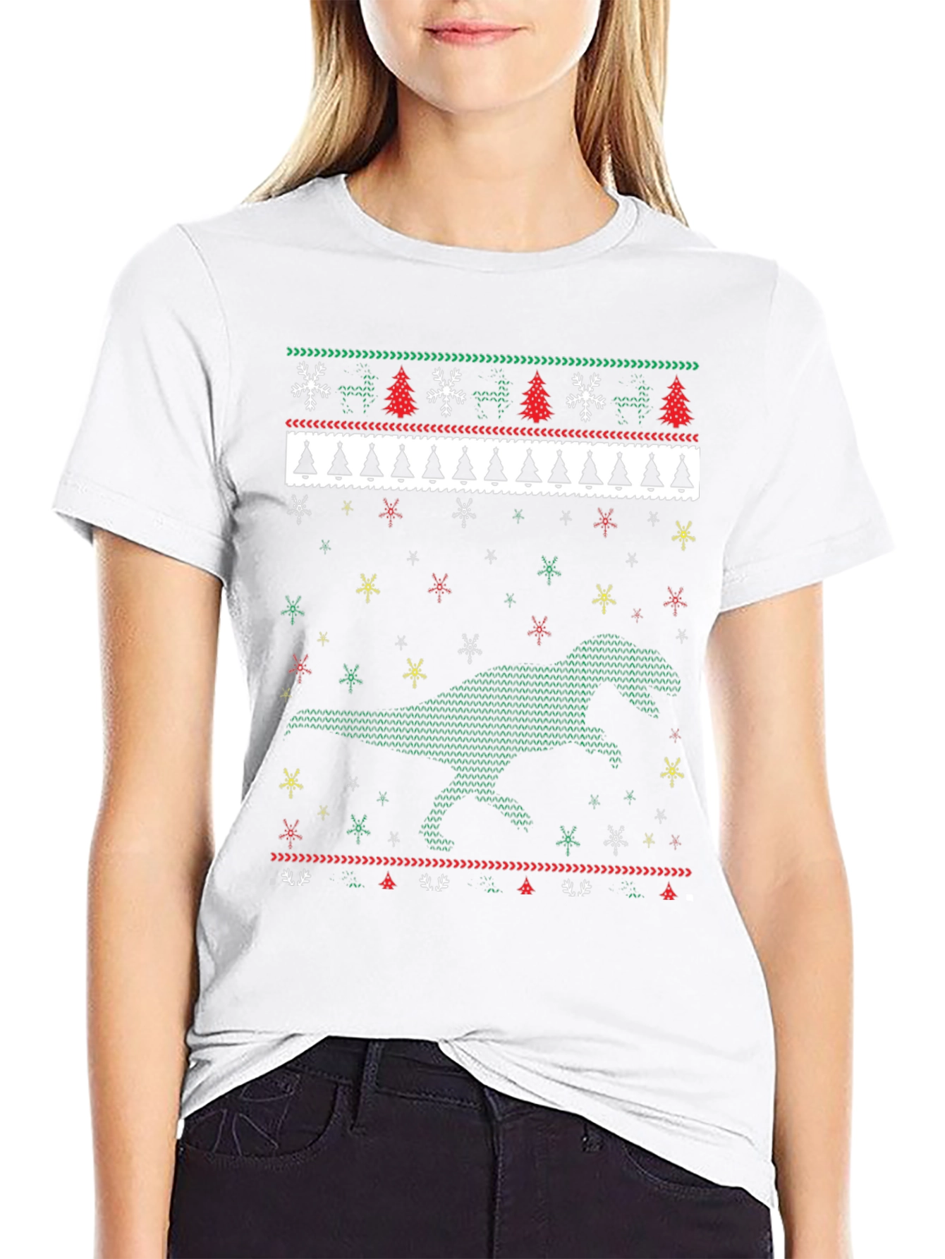Dinosaur Christmas Sweater T-Shirt