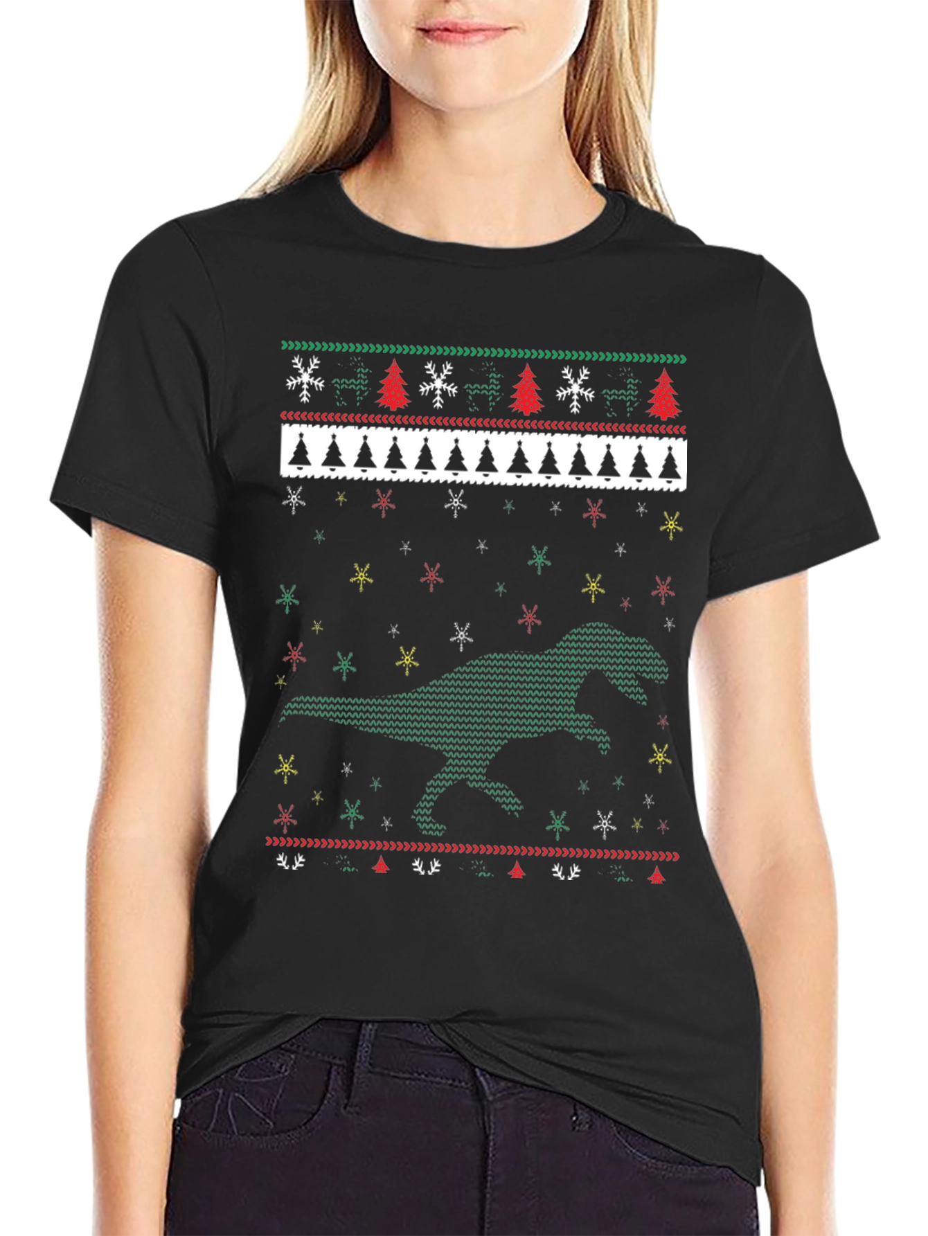 Dinosaur Christmas Sweater T-Shirt