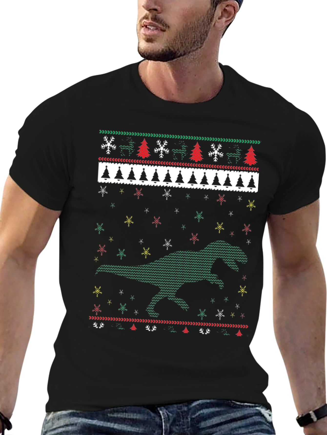 Dinosaur Christmas Sweater T-Shirt