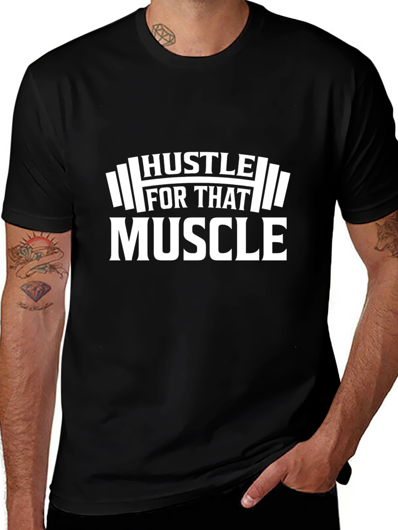 Hustle for That Muscle Black T-Shirt