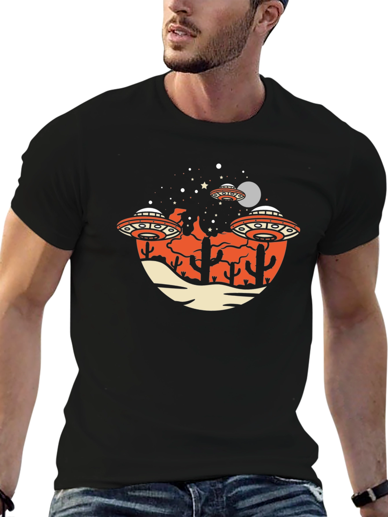 UFO Desert Graphic Tee - Sci-Fi T-Shirt