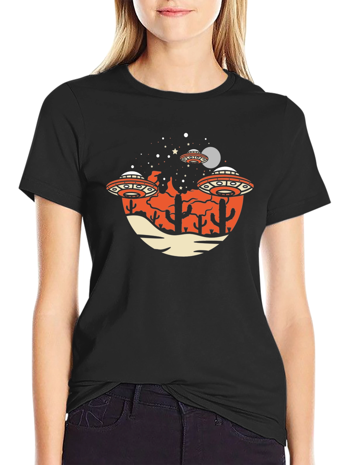 UFO Desert Graphic Tee - Sci-Fi T-Shirt