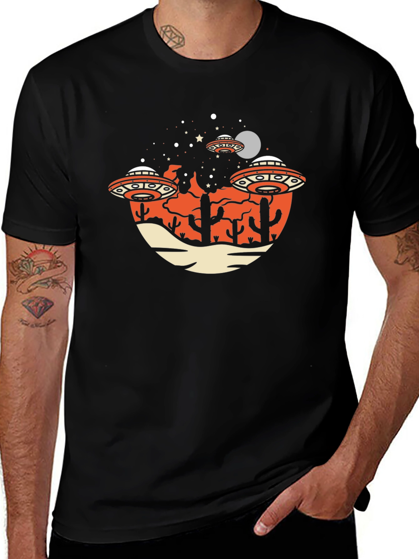 UFO Desert Graphic Tee - Sci-Fi T-Shirt