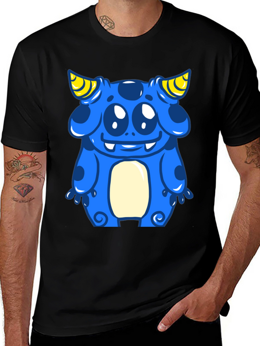 Blue Cartoon Monster Graphic Tee - Fun & Unique!