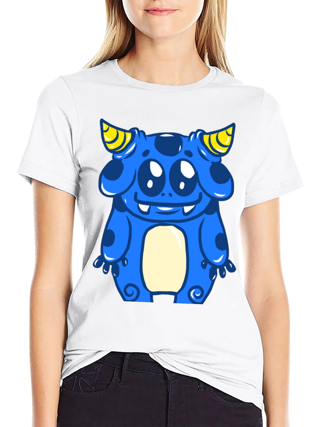 Blue Cartoon Monster Graphic Tee - Fun & Unique!