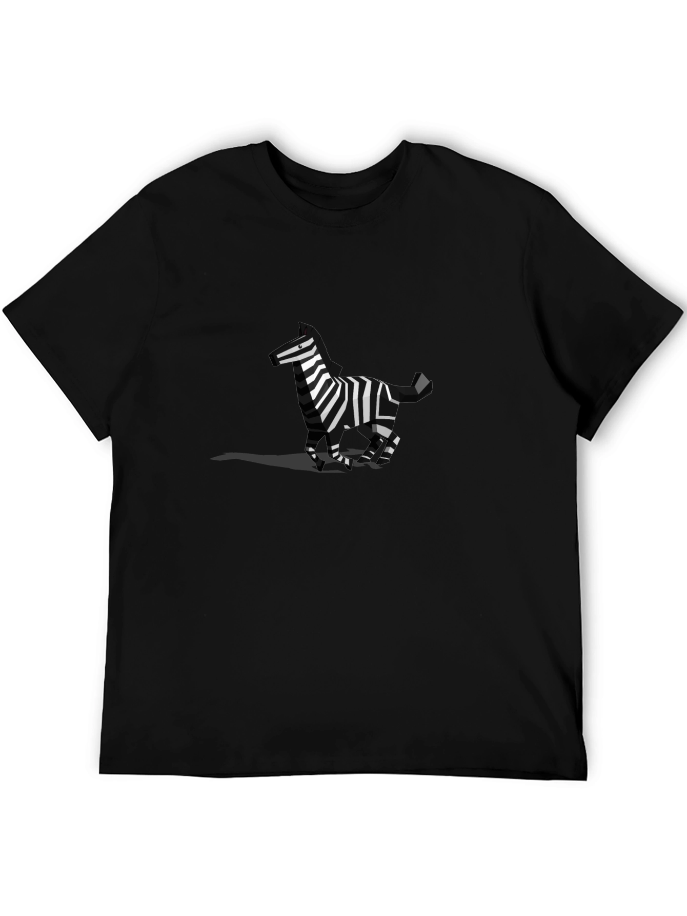 Geometric Zebra Graphic Tee - Black Cotton Blend