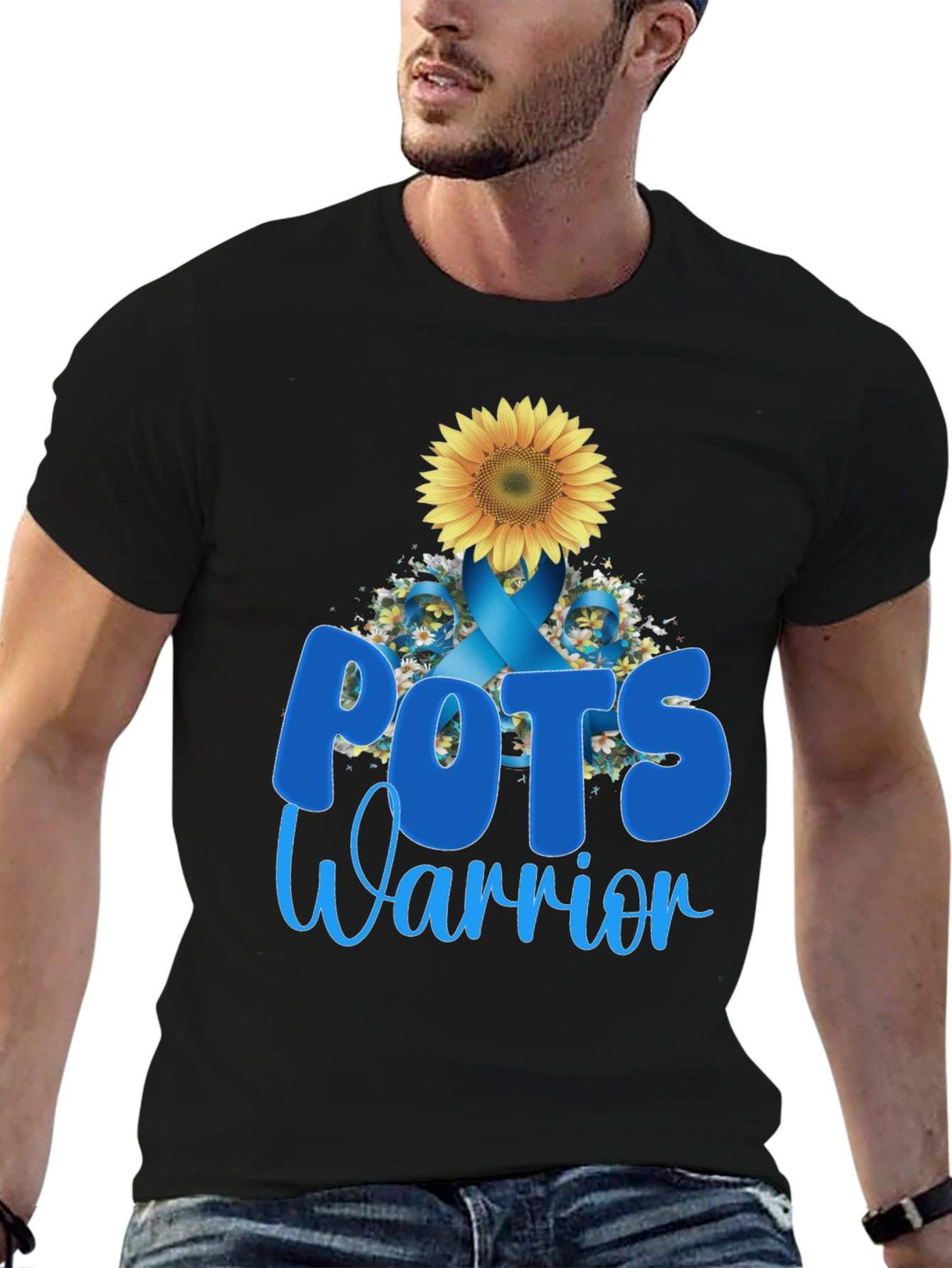 POTS Warrior Sunflower Ribbon Support T-Shirt