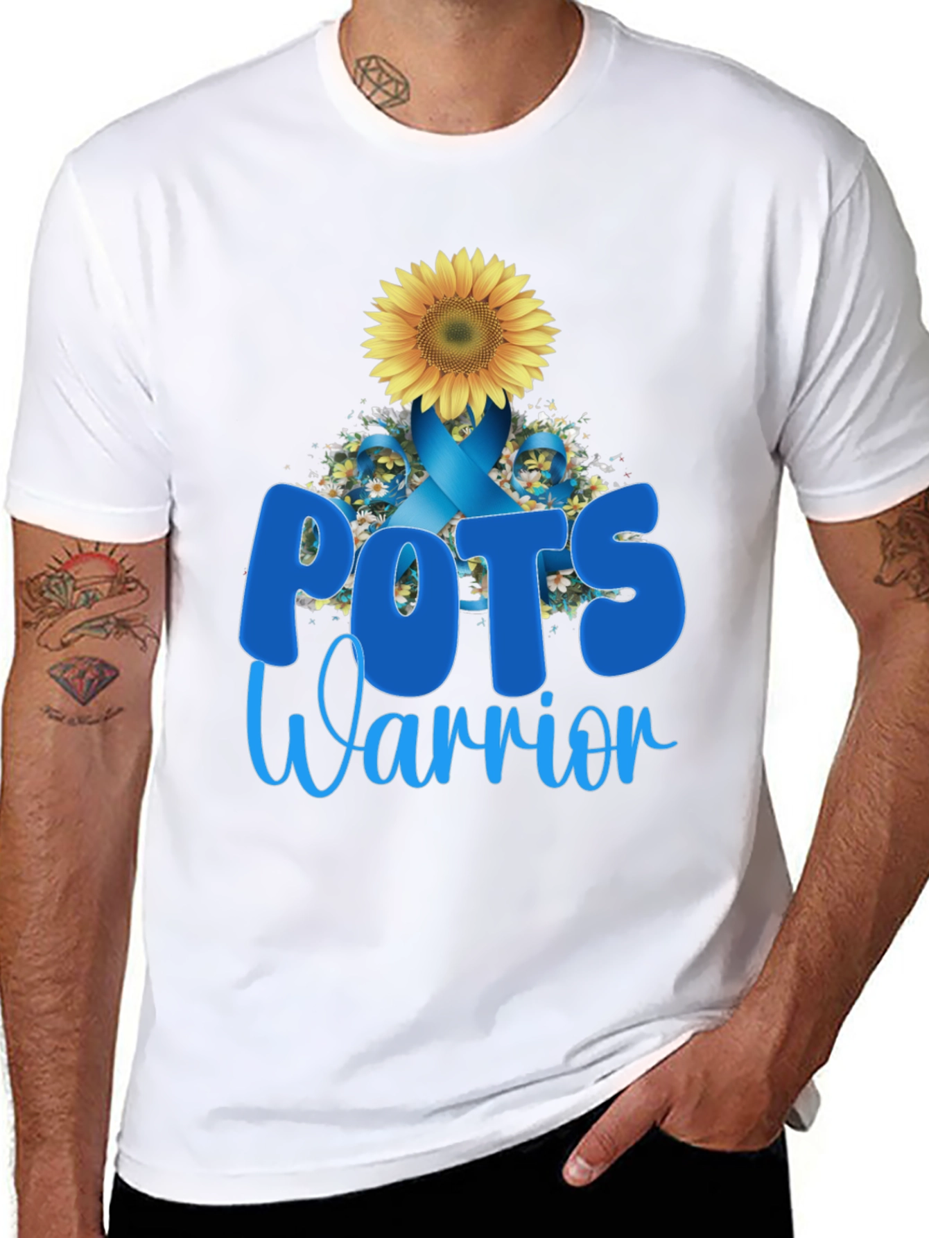 POTS Warrior Sunflower Ribbon Support T-Shirt