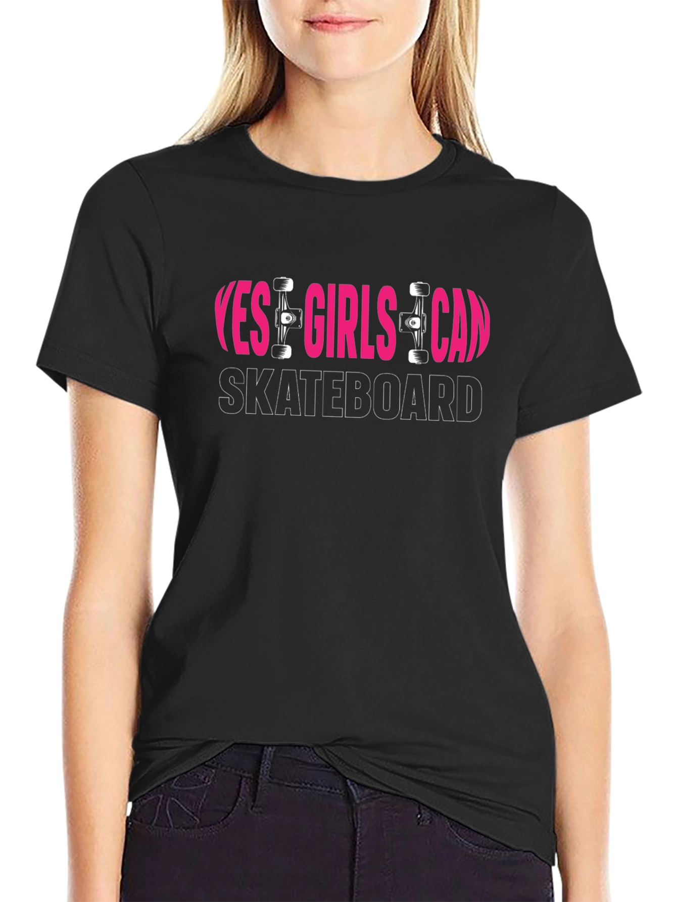 Yes Girls Can Skateboard Graphic Tee