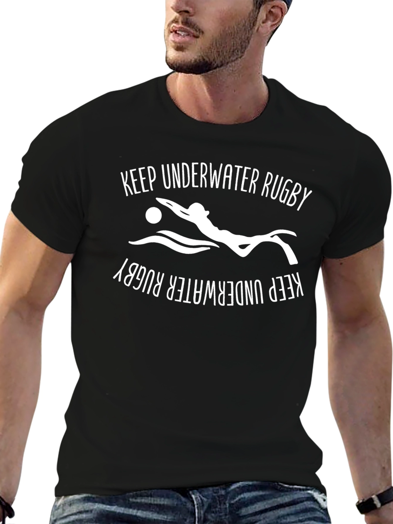 Keep Underwater Rugby Black T-Shirt