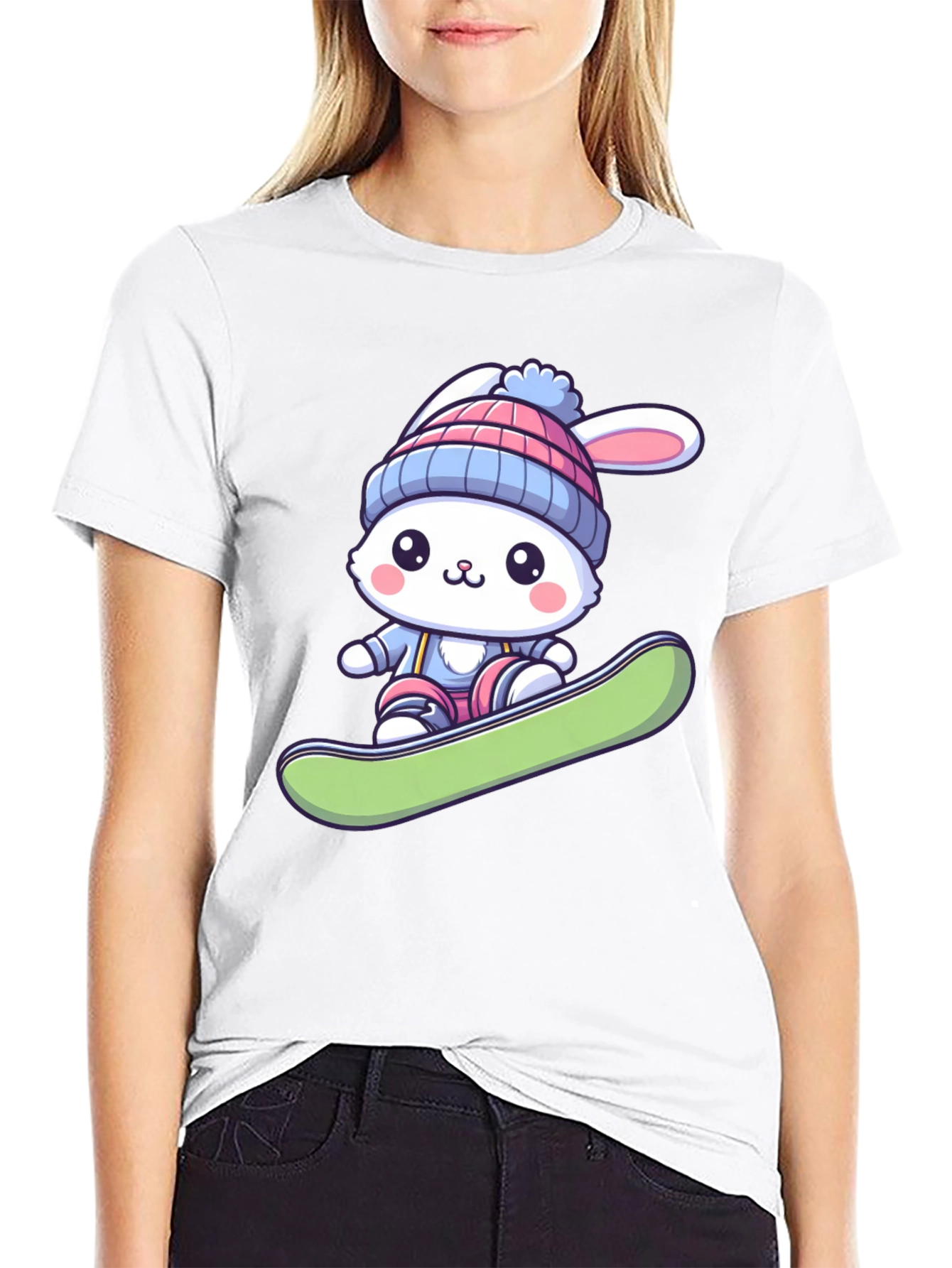 Bunny Snowboarder Graphic Tee