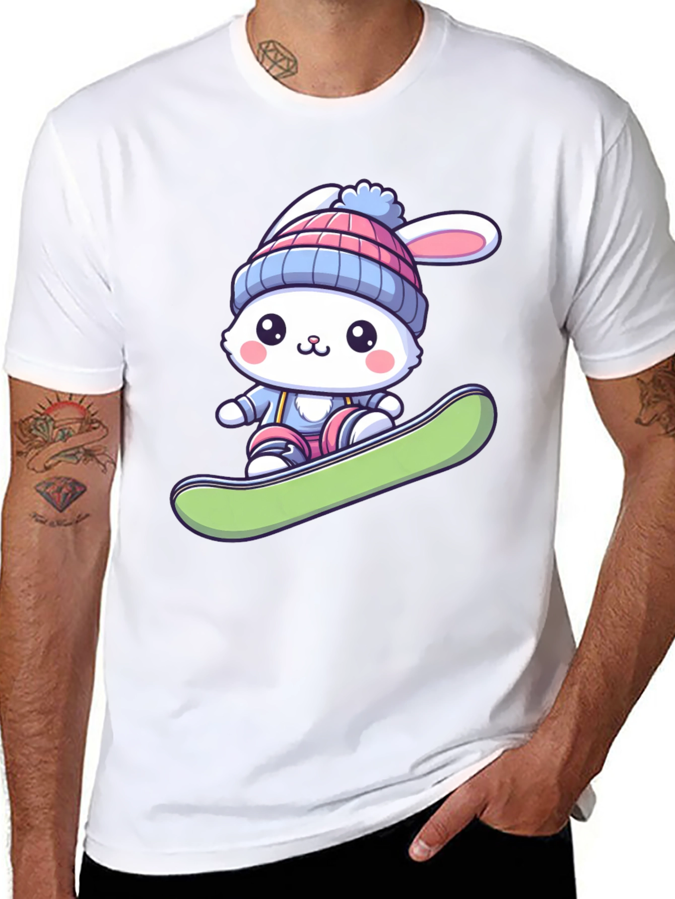 Bunny Snowboarder Graphic Tee