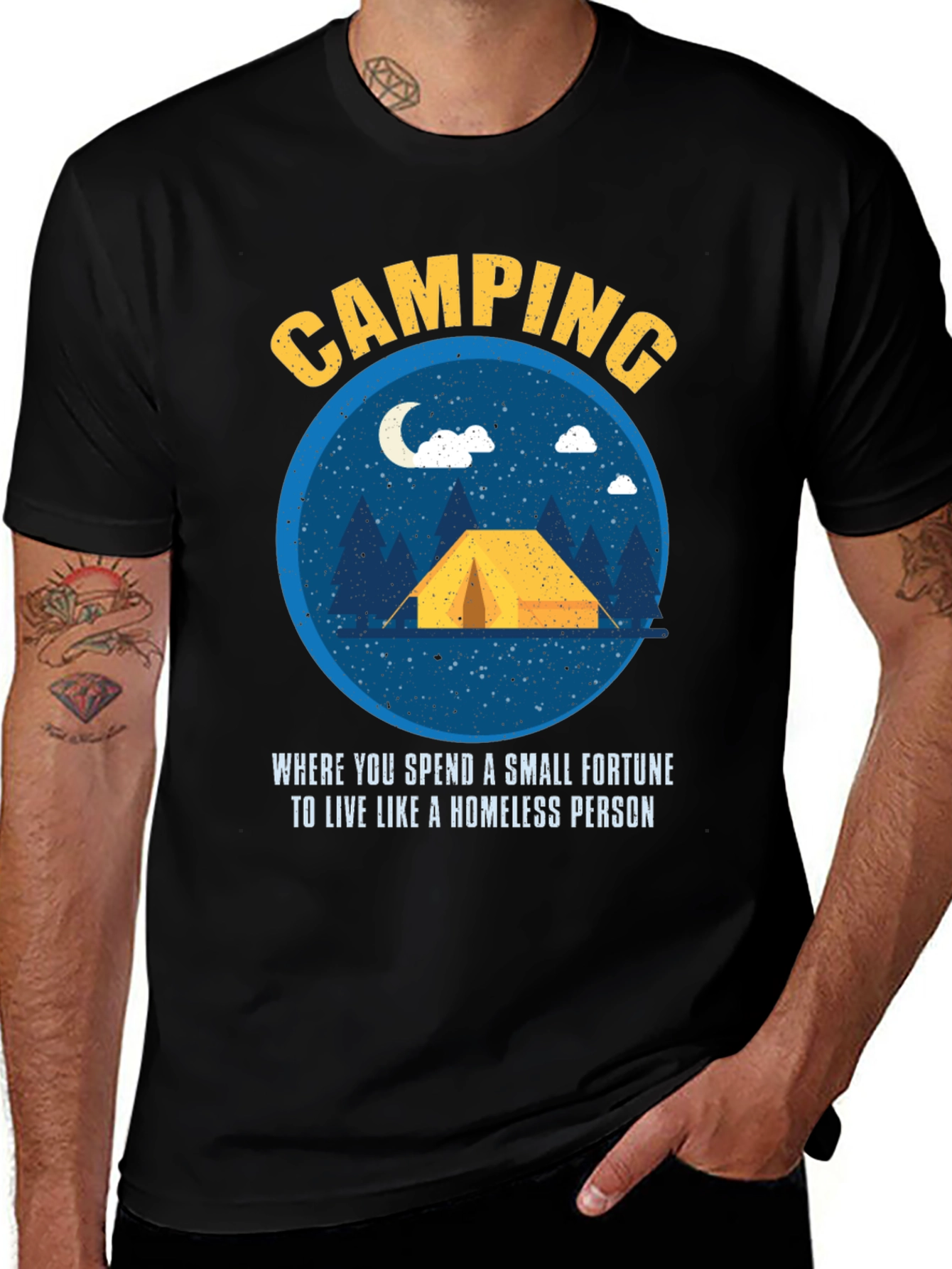 Camping Fortune Funny Graphic T-Shirt