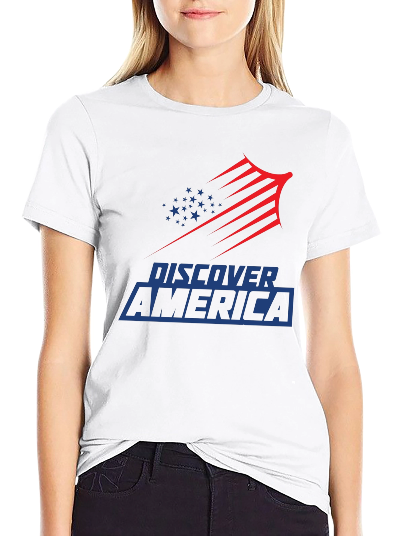 Discover America Graphic Tee - Patriotic Design