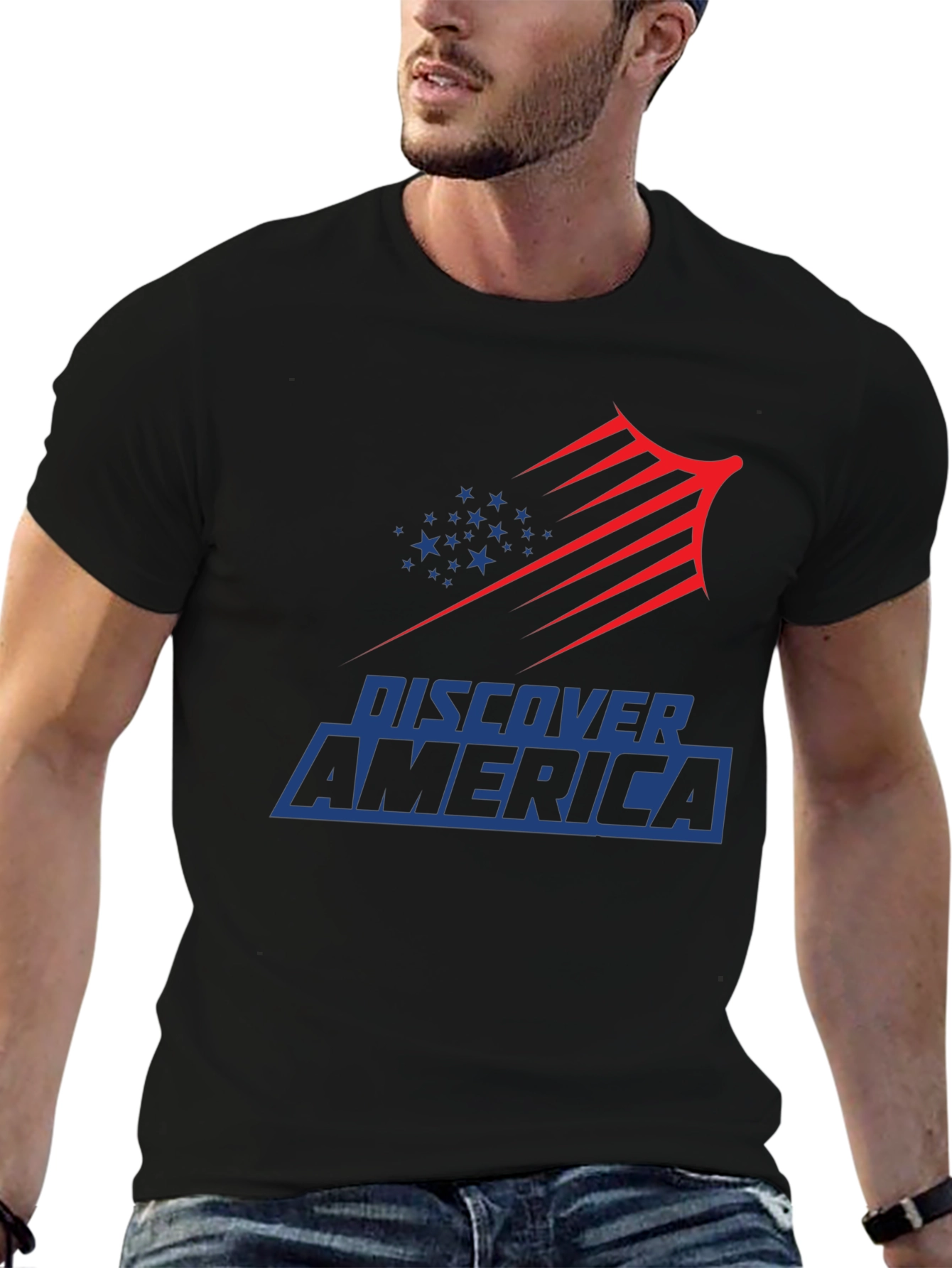 Discover America Graphic Tee - Patriotic Design