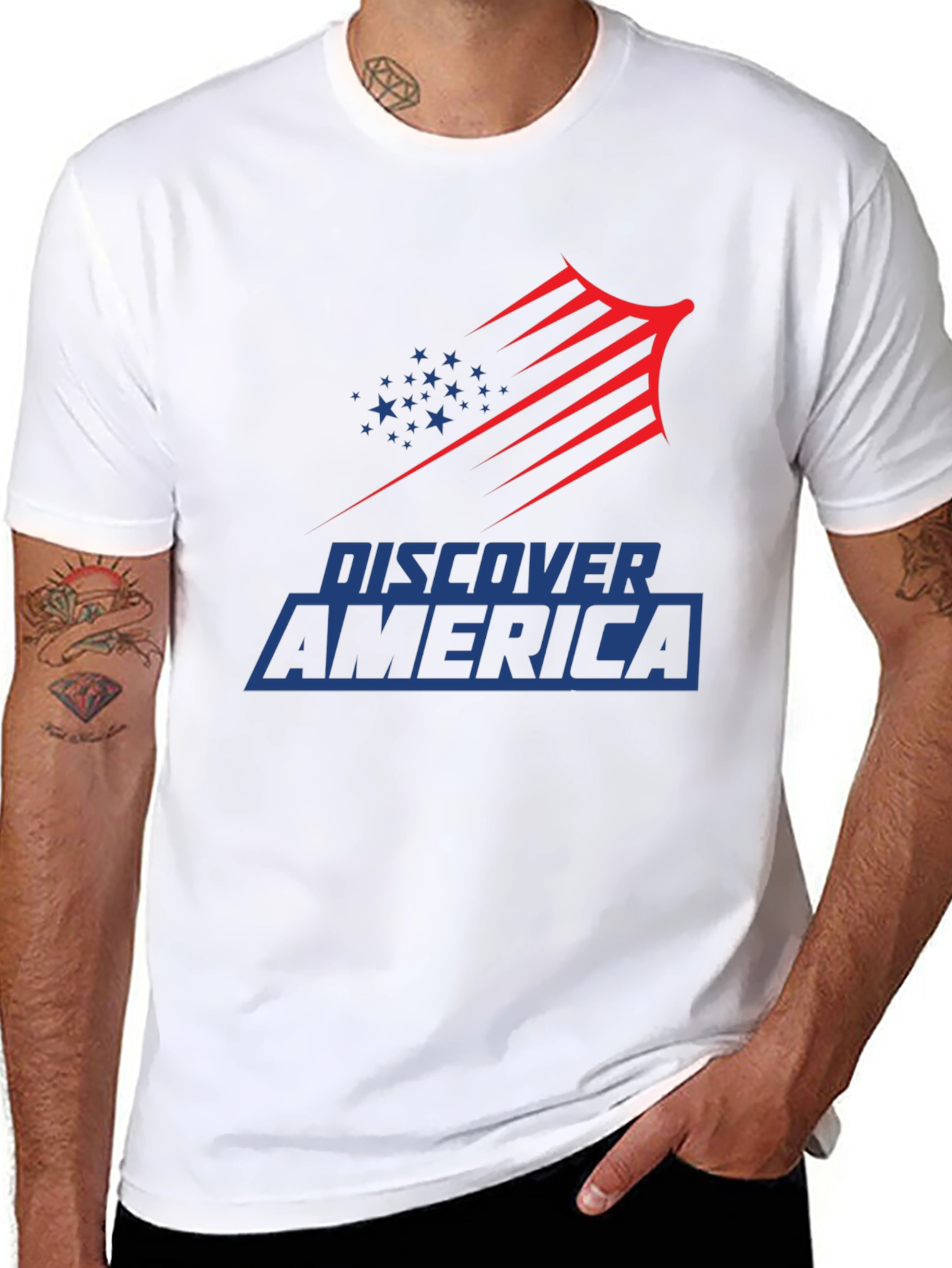 Discover America Graphic Tee - Patriotic Design