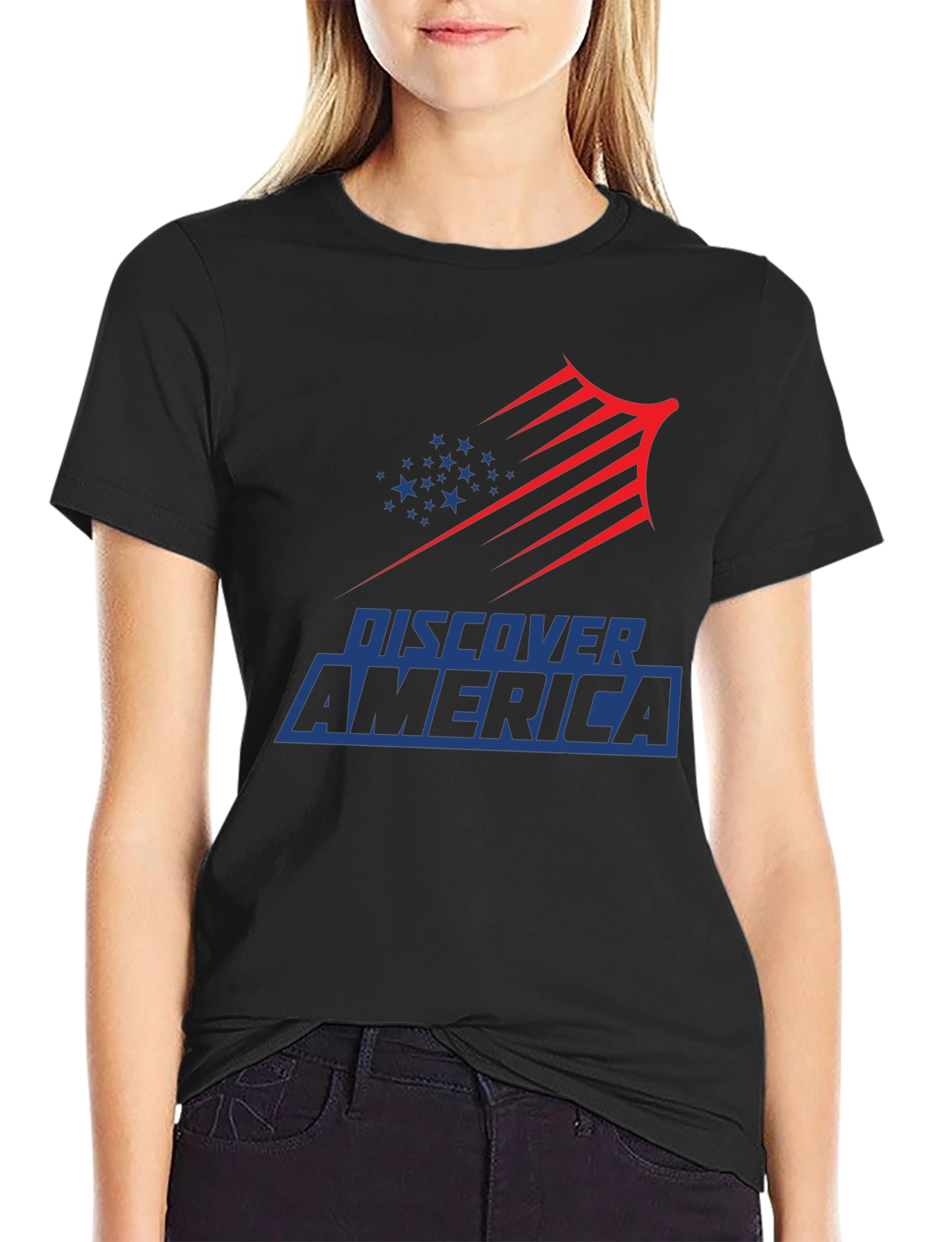 Discover America Graphic Tee - Patriotic Design