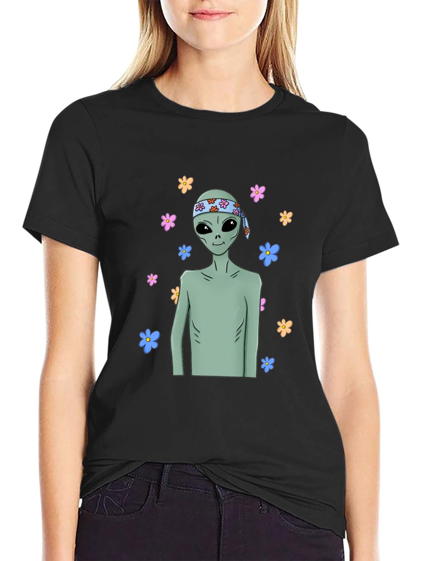Groovy Alien T-Shirt - Peace Love & Outer Space